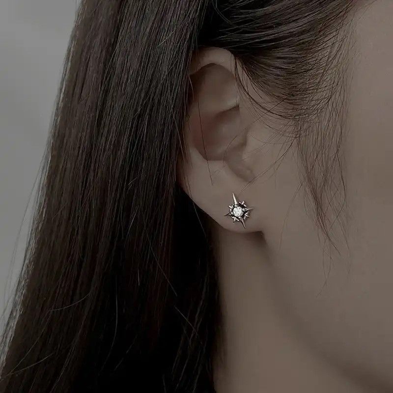 Jewelry Black Zircon Star Stud Earrings Size ONE SIZE - 5 Thumbnail