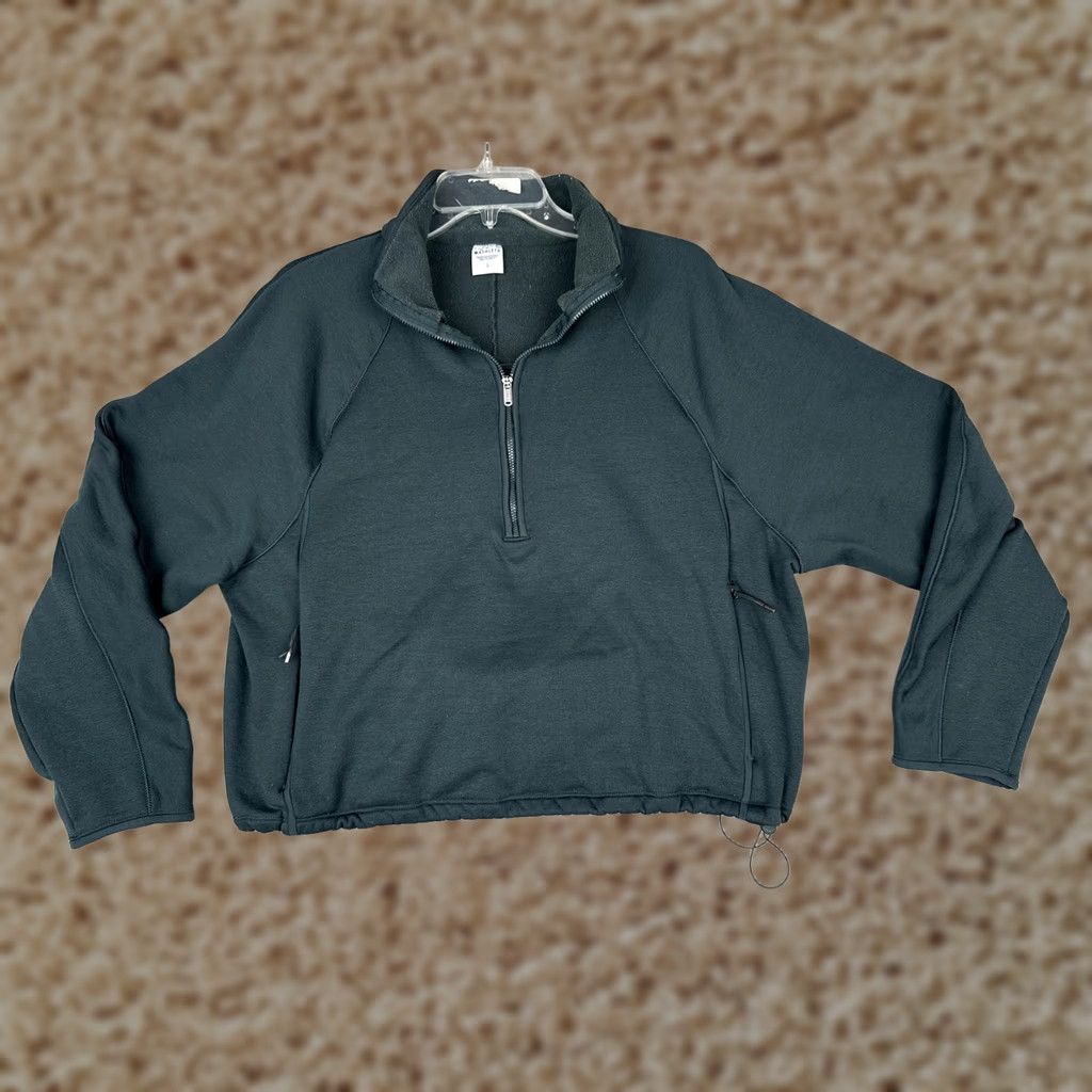 Athleta Athleta Fleece Pullover Womens L Green 1/4 Zip Mock Neck Pockets Sweatshirt Size L / US 10 / IT 46 - 1 Thumbnail