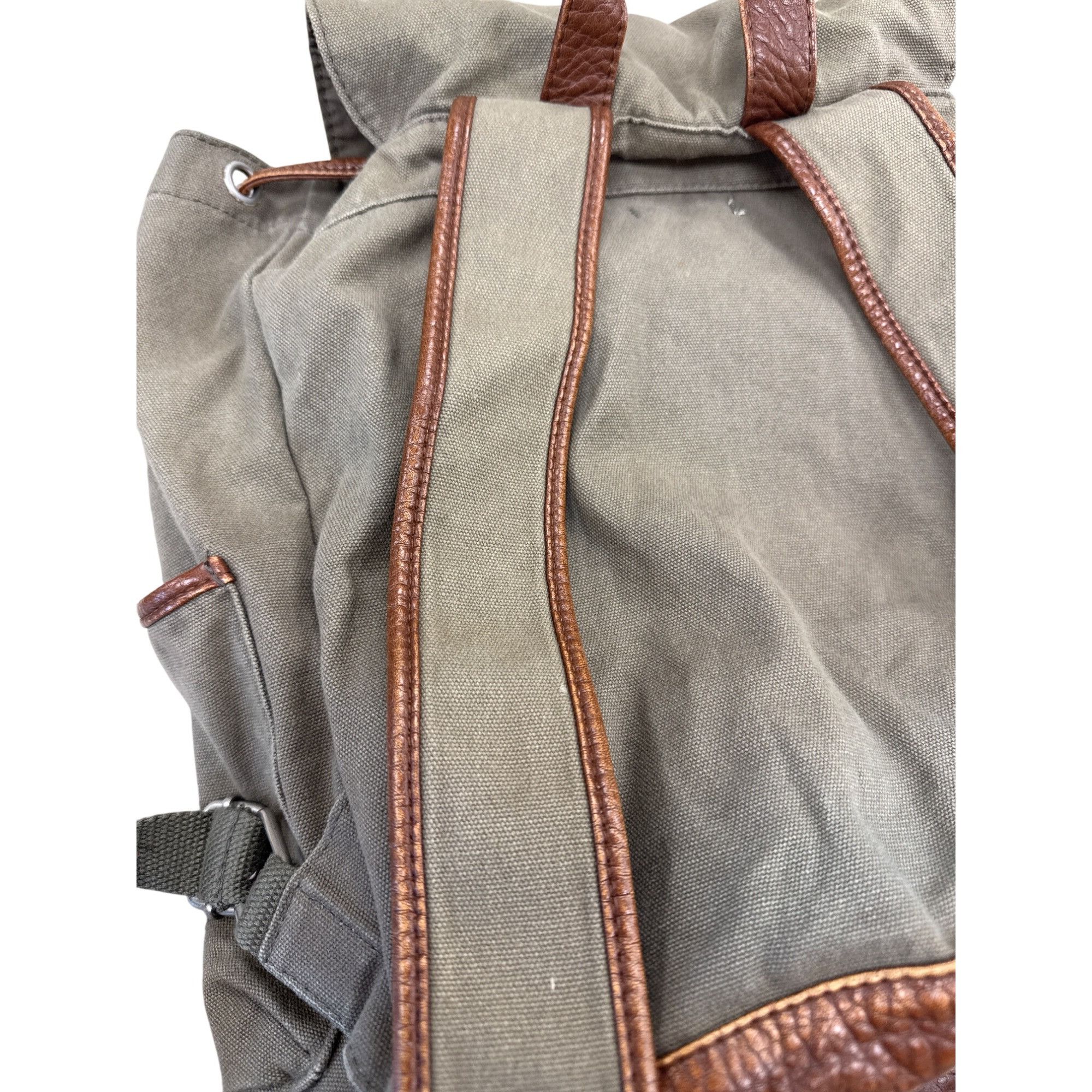 Vintage Cape Juby Womens Green Denim & Faux Leather Backpack 14x16 S Size ONE SIZE - 9 Thumbnail