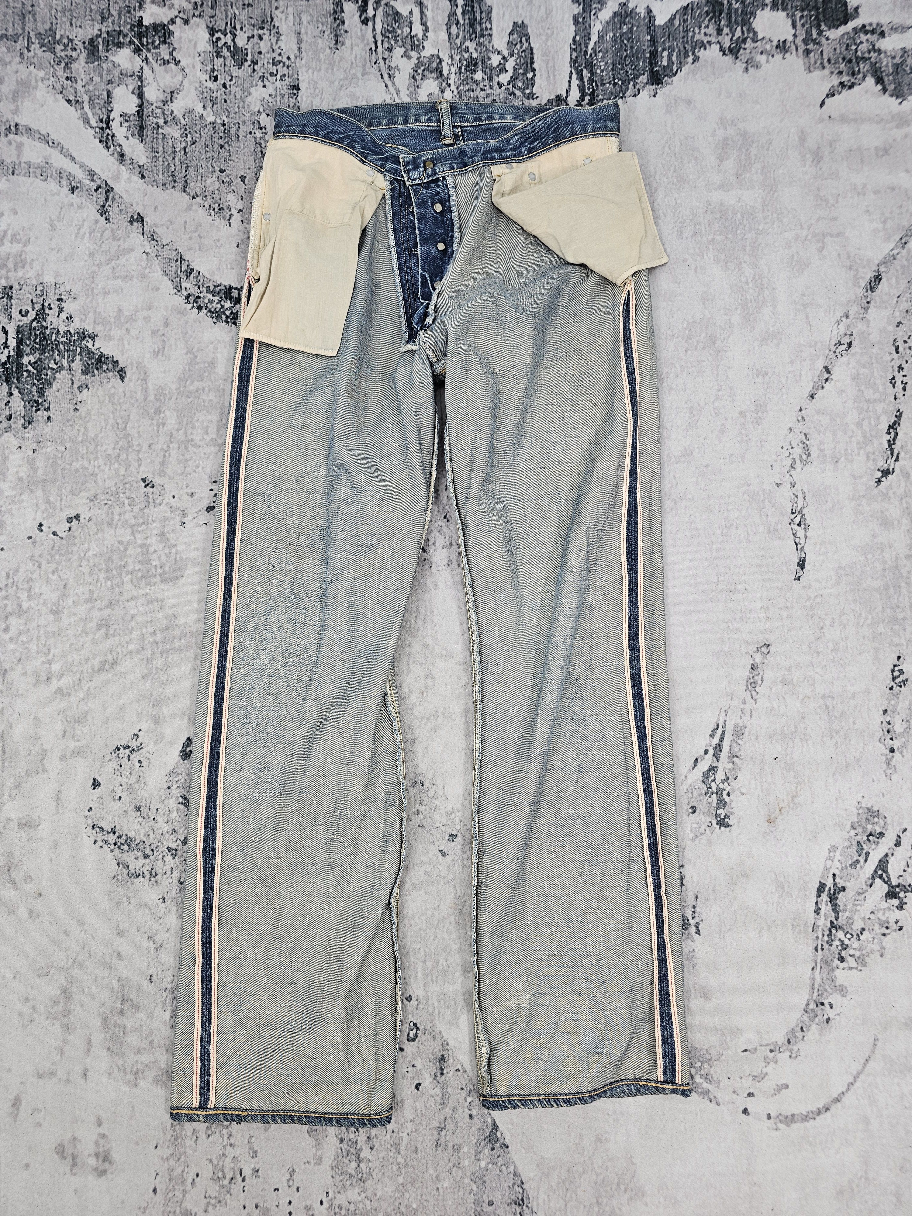 Denime DENIME CLOTHING Selvedge Redline Faded Jeans JB0283 Size 31 Size US 31 - 3 Thumbnail