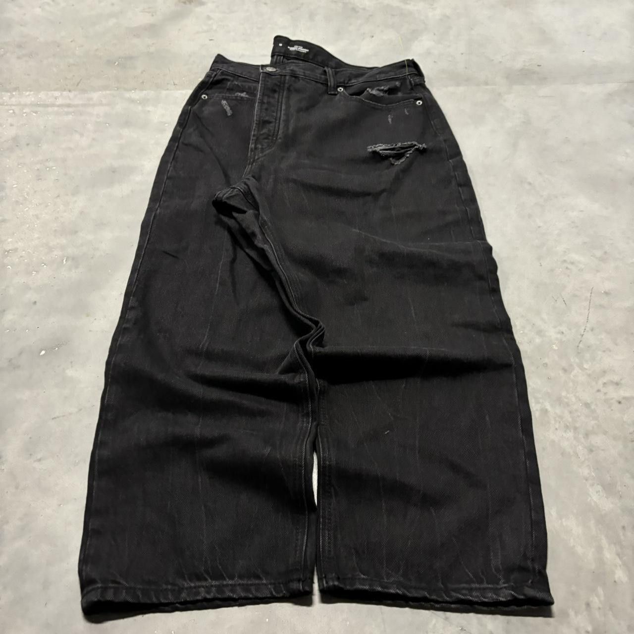 Japanese Brand × Vintage Crazy Vintage Y2K/2000s Grunge Black Skater Denim Jeans! Size US 38 / EU 54 - 3 Thumbnail