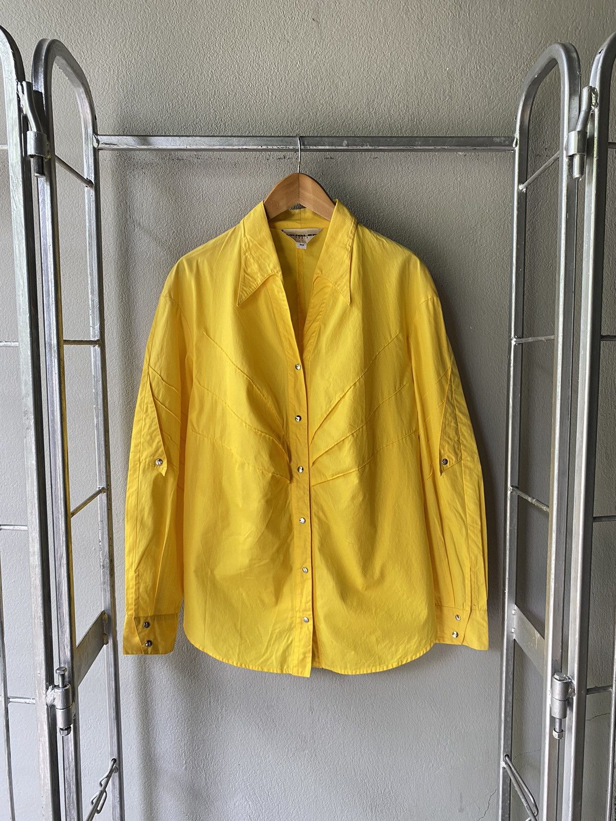 Mugler MUGLER Bright Yellow Long-Sleeve Snap-Button Collar Shirt Size M / US 6-8 / IT 42-44 - 1 Thumbnail