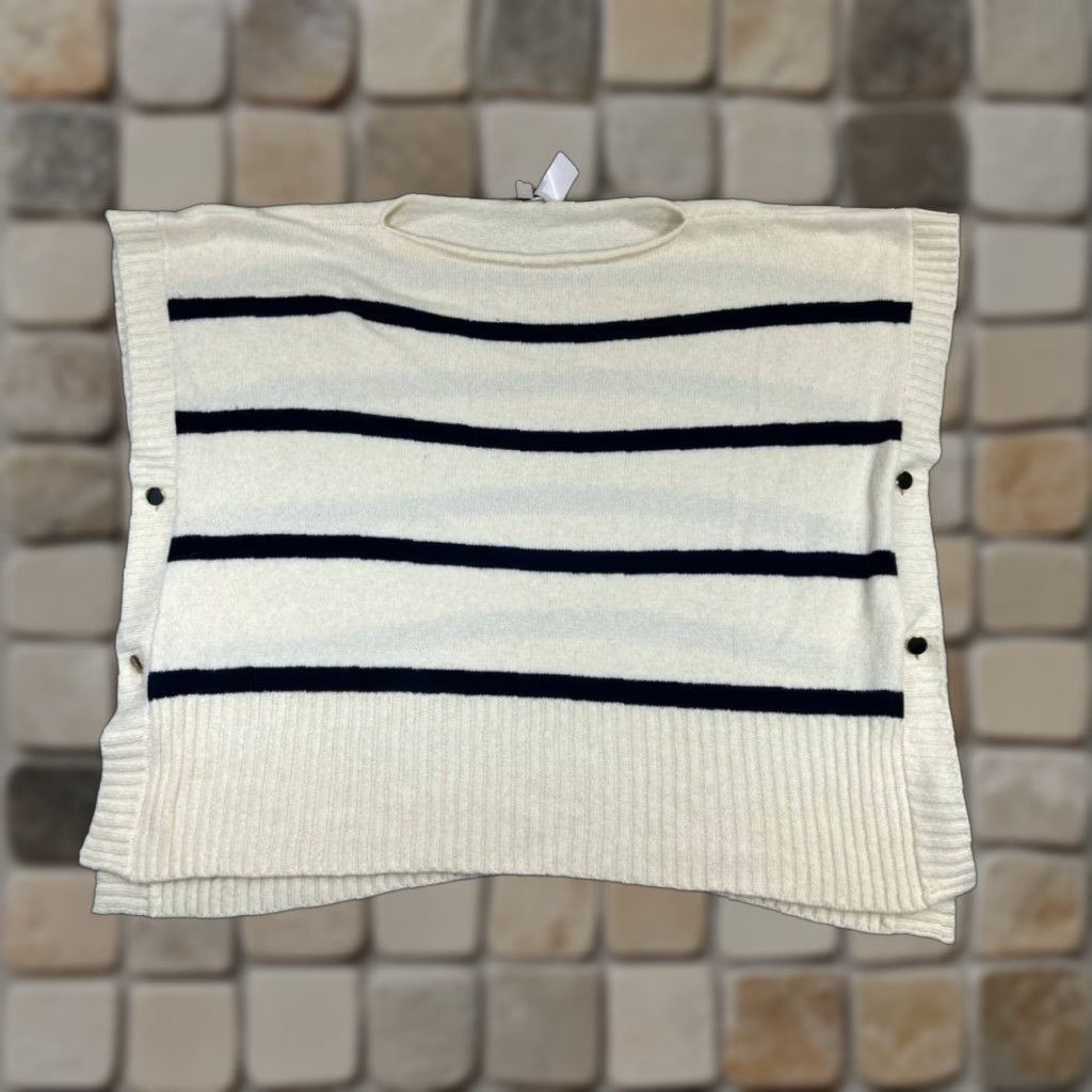 Loft VINTAGE Loft Sweater Womens XS Beige Blue Knit Pullover Poncho New Size XS / US 0-2 / IT 36-38 - 1 Thumbnail