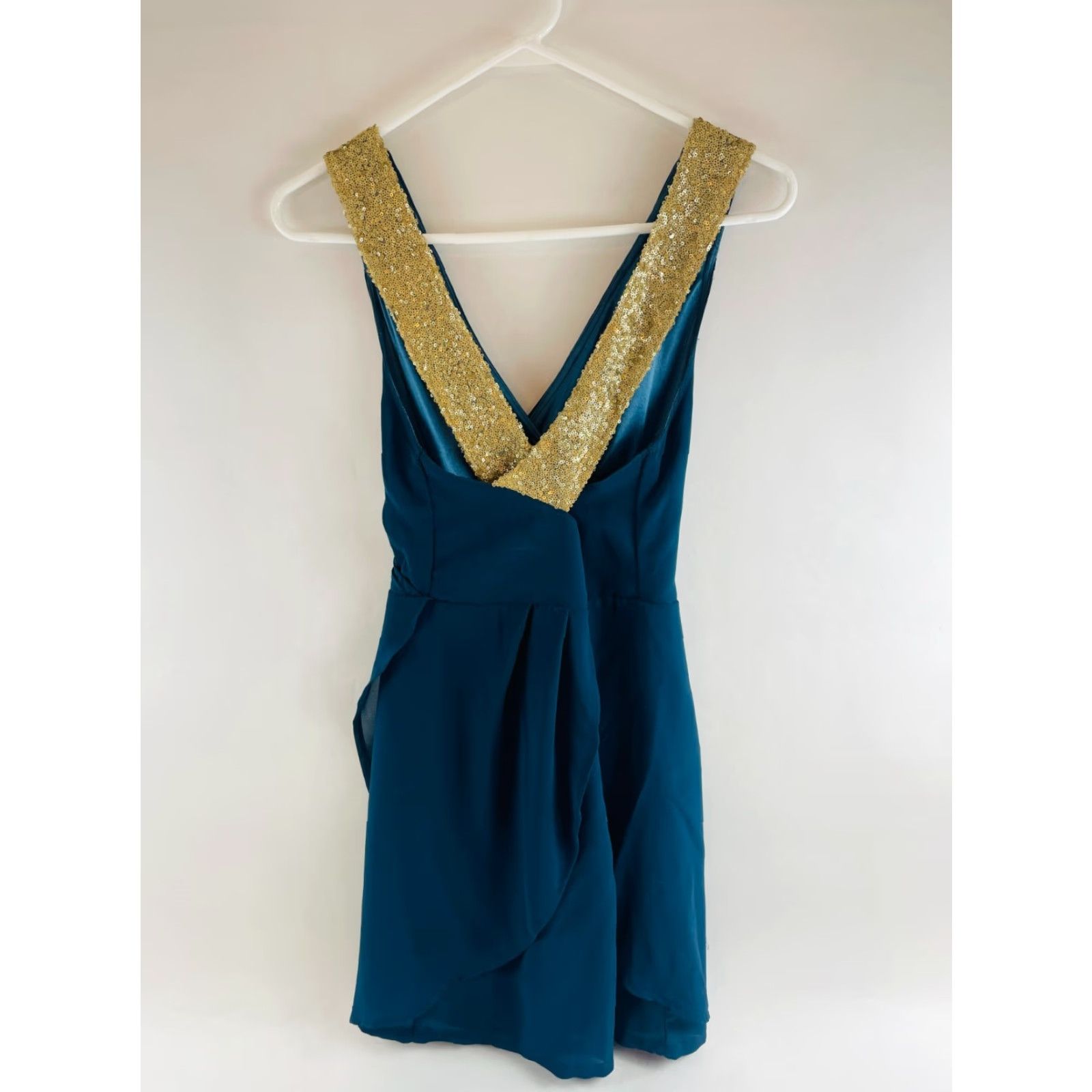 Altea CALS Cocktail Dress Women's Size L Teal Gold Sequin Above the Knee Cross Back Size L / US 10 / IT 46 - 2 Thumbnail