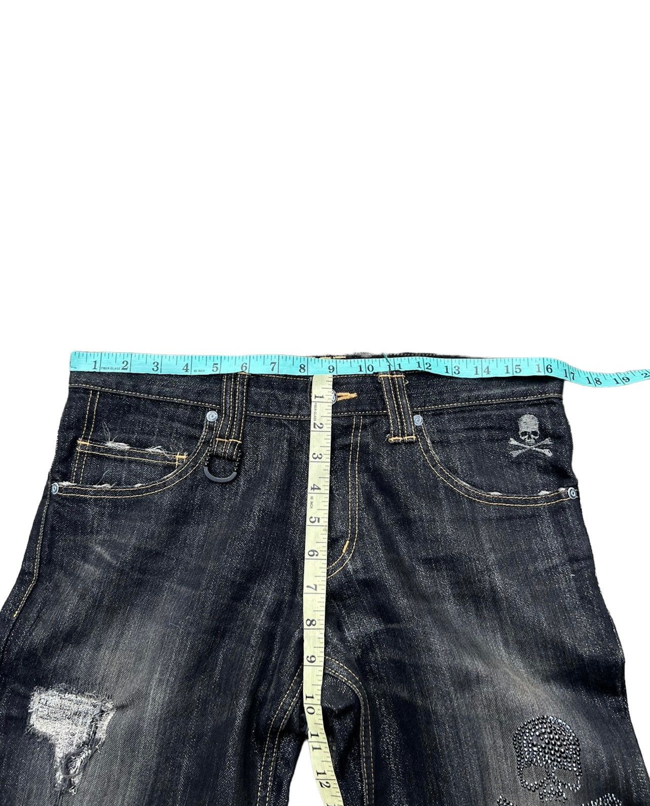 Roen Roen Japan Rips Shining Denim Cross Bones Skull Flare Jeans Size US 31 - 3 Thumbnail