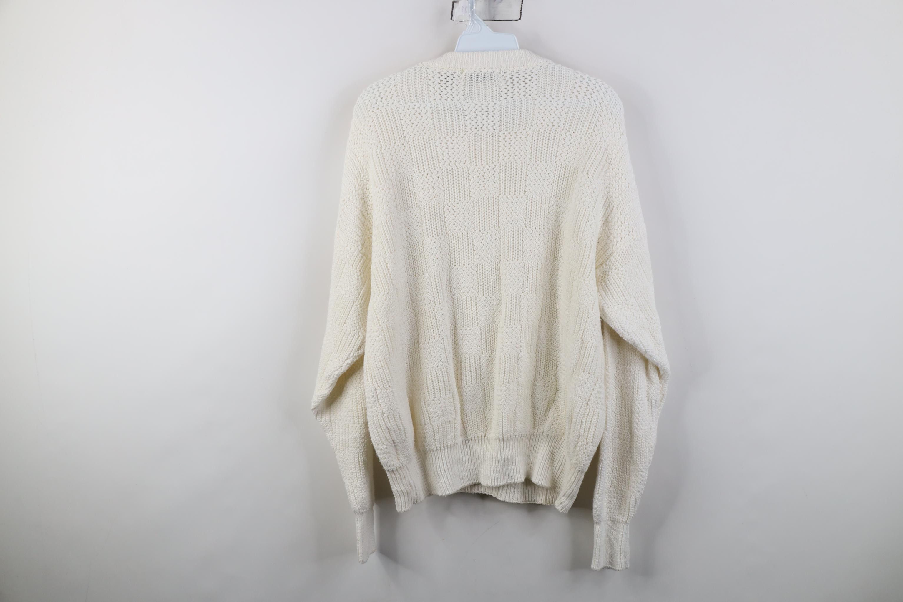 Vintage Vintage 90s Streetwear Ribbed Knit Crewneck Sweater White Size XL / US 12-14 / IT 48-50 - 9 Thumbnail