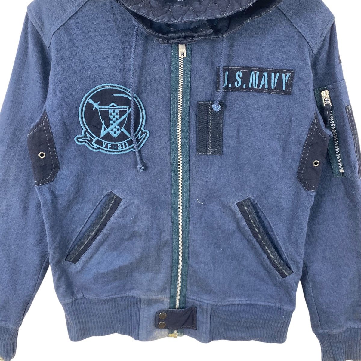 Avirex Vintage AVIREX U.S. VF-211 Hooded Bomber Jacket Military Size US M / EU 48-50 / 2 - 6 Thumbnail