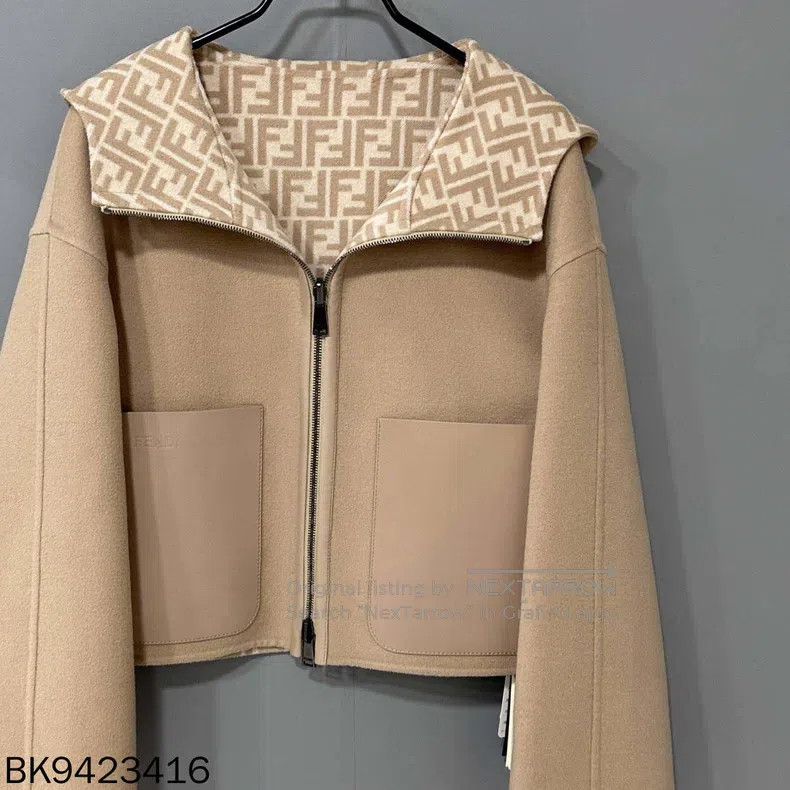 Fendi Fendi Khaki-colored mixed fur and leather reversible cashm Size XXS / US 00 / IT 34 - 2 Thumbnail