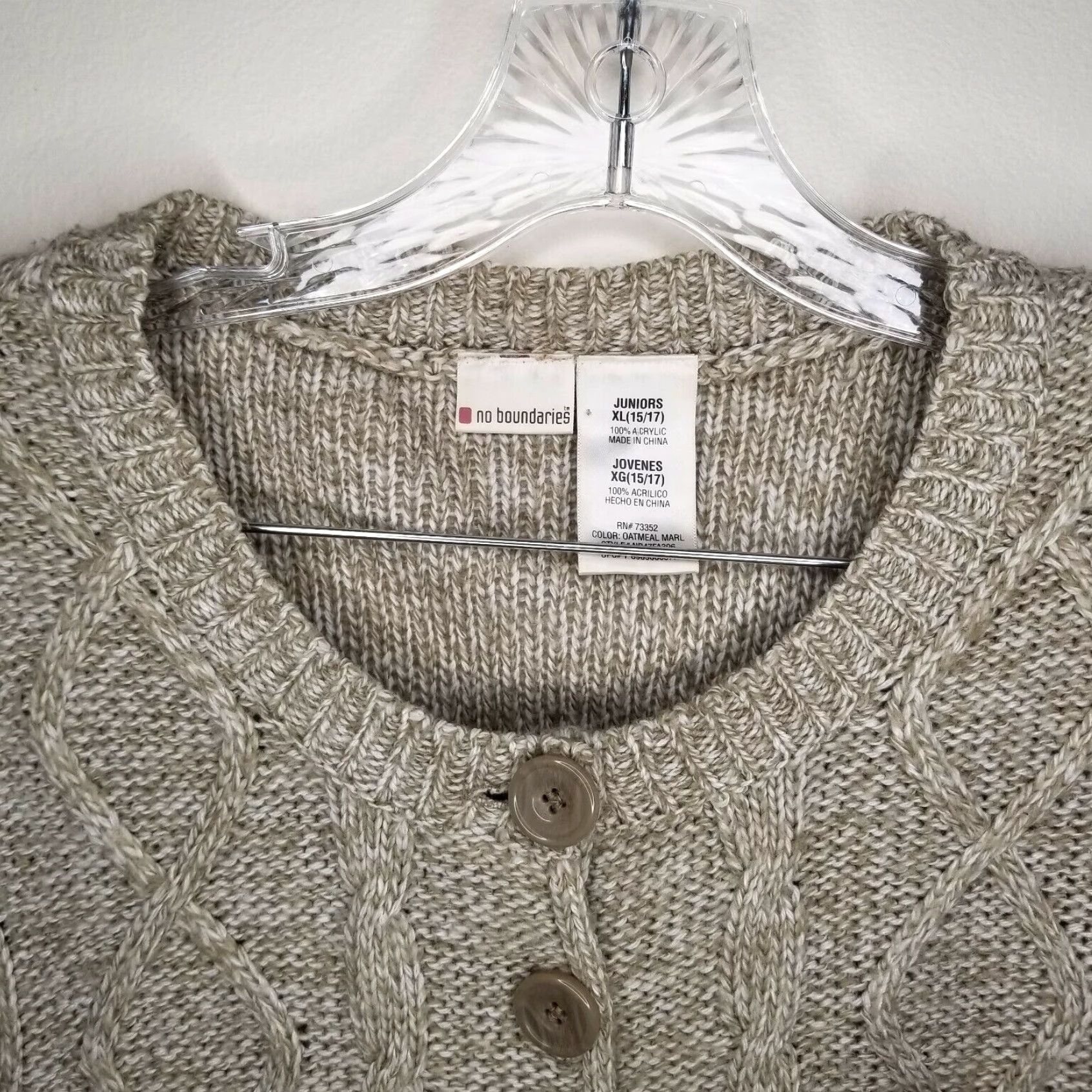 Vintage No Boundaries Womens Beige Knit Short Sleeve Cardigan Sweater XL Juniors Size XL / US 12-14 / IT 48-50 - 3 Thumbnail