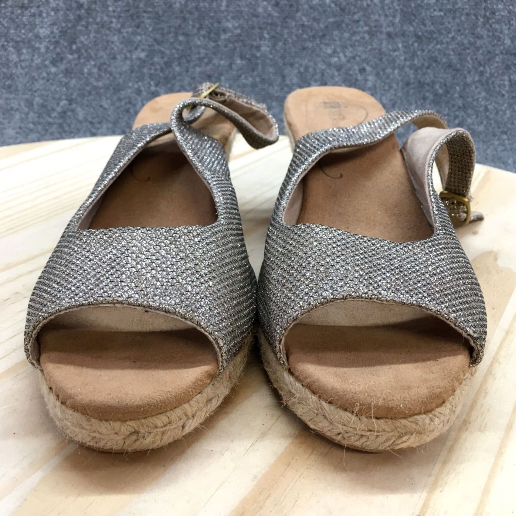 Vintage White Mountain Sandals Womens 11 M Schmoozy Espadrille Wedge Slingback Gold Size US 11 / IT 41 - 7 Thumbnail