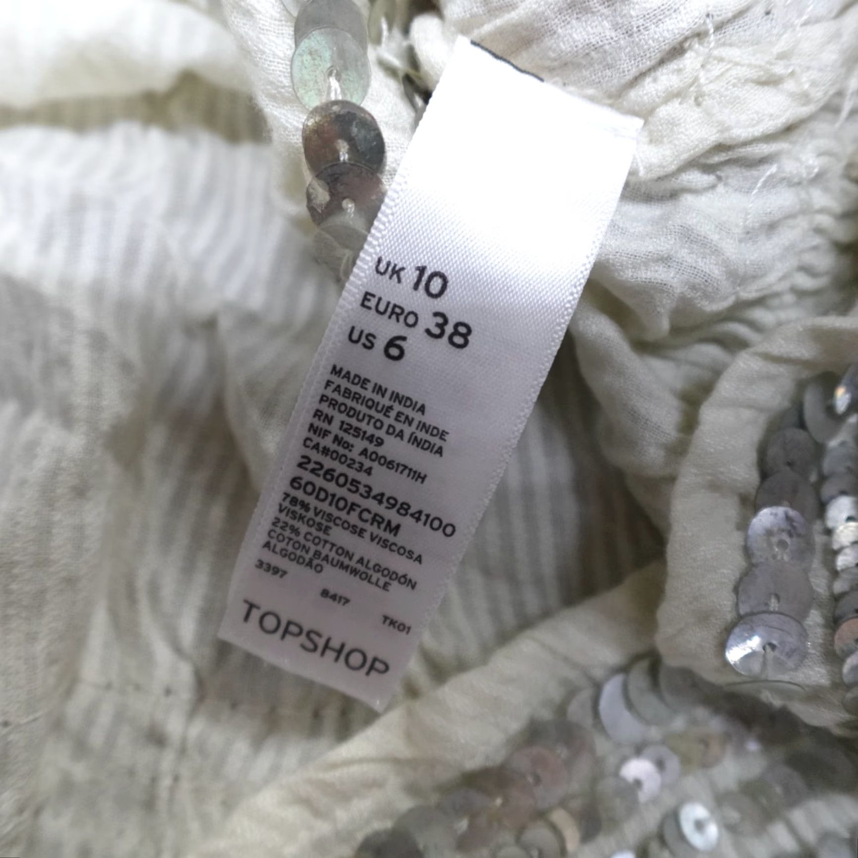 Topshop Topshop Kate Moss Womens Dress 6 Beige Sequin Boho Festival Sundress Casual Party/Cocktail Women Girls Mens Size M / US 6-8 / IT 42-44 - 7 Thumbnail