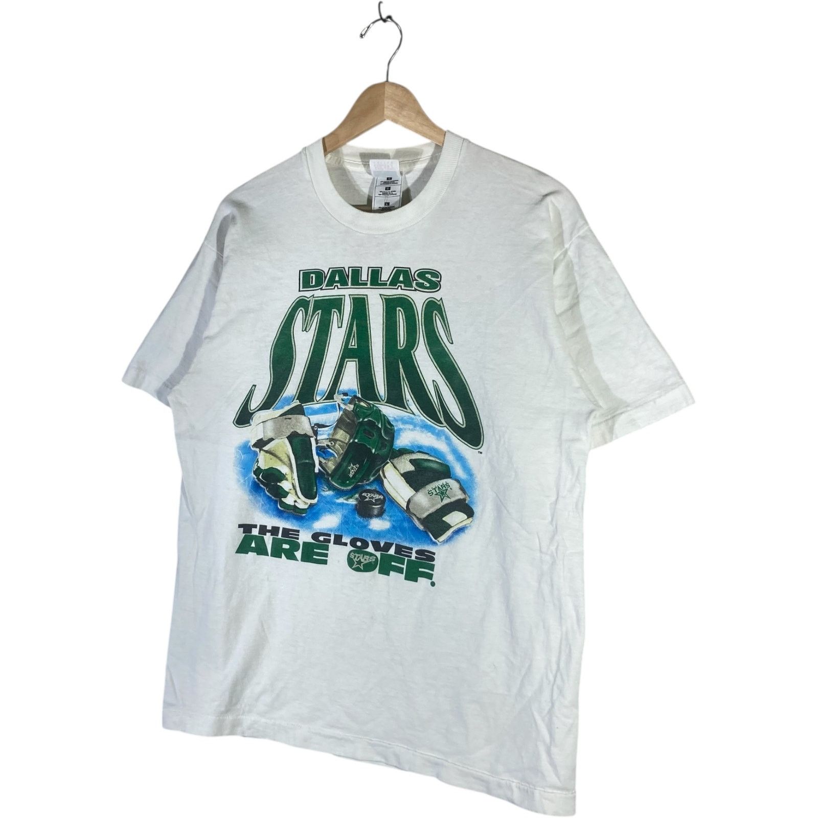 Fruit Of The Loom Vintage Dallas Stars "The Gloves Are Off." NHL Tee L Size US L / EU 52-54 / 3 - 3 Thumbnail