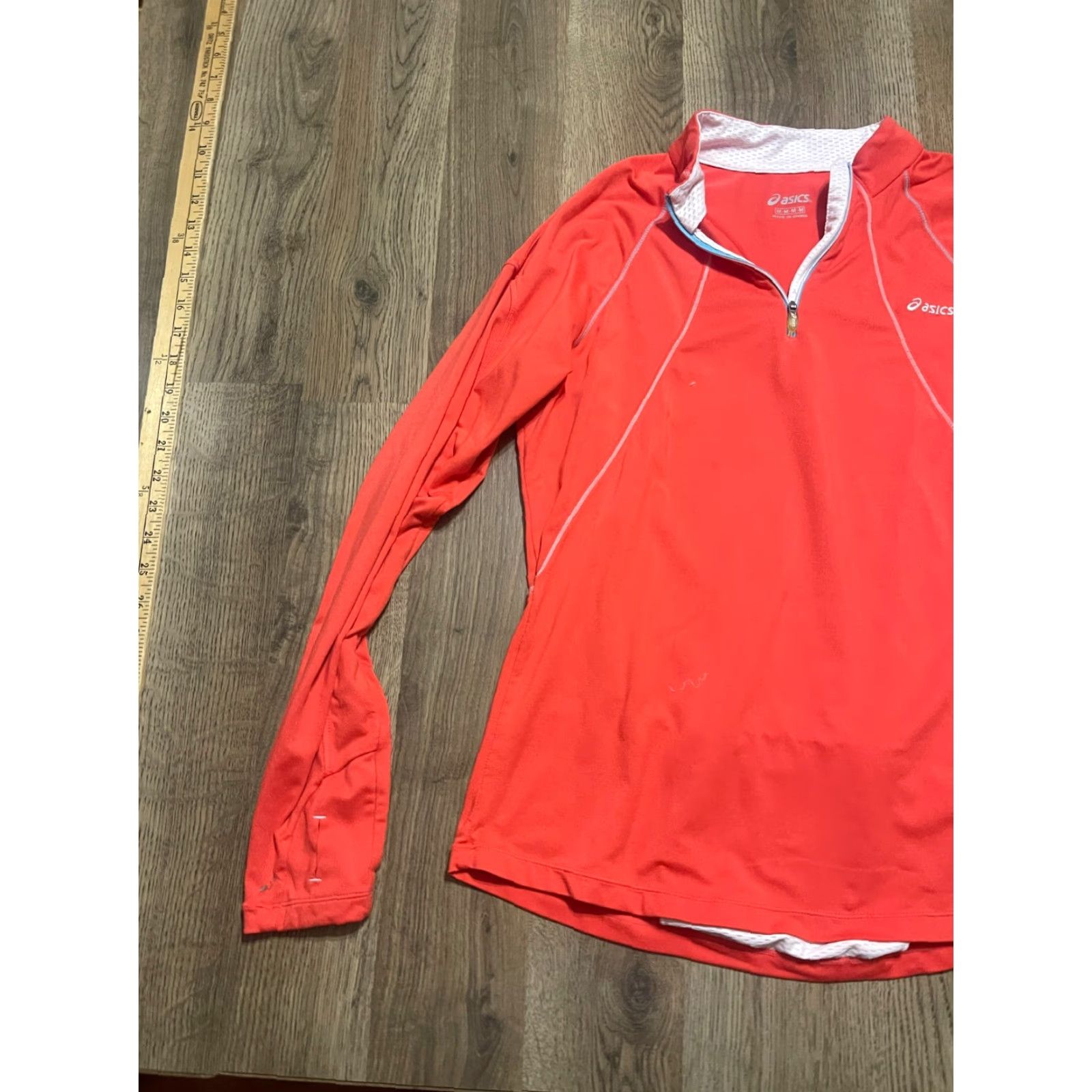 Asics ASICS Shirt Women Medium Orange 1/4 Zip Long Sleeve Logo - Casual Modern Basic Regular Fit - Free Return Size M / US 6-8 / IT 42-44 - 3 Thumbnail