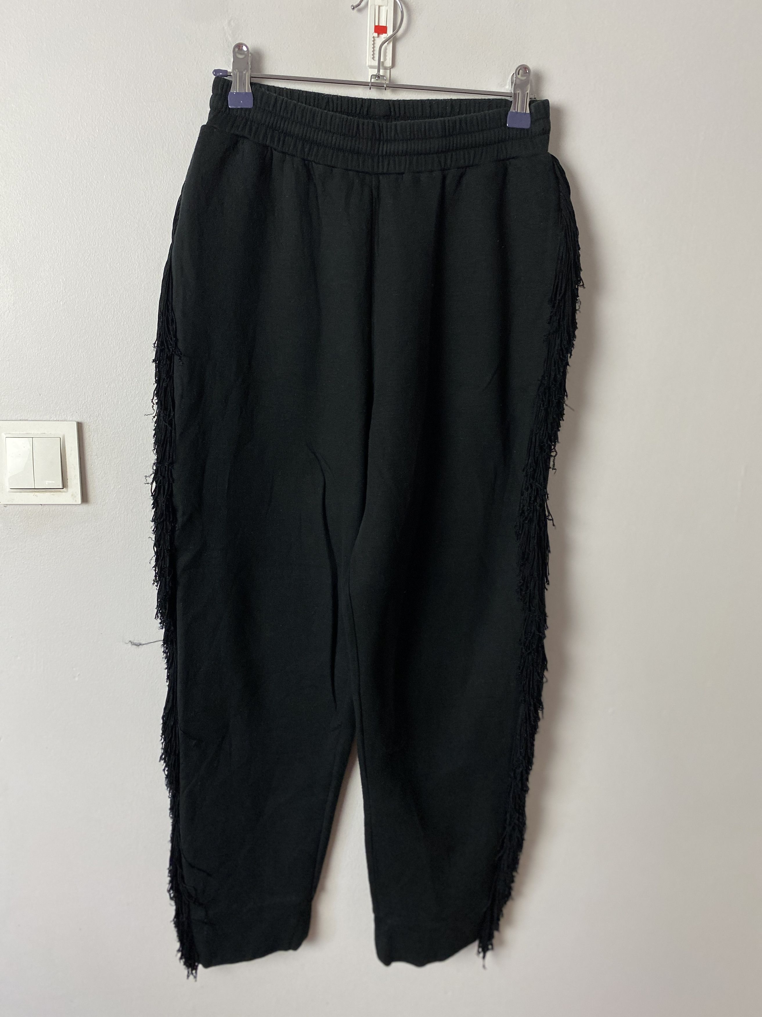 Stella McCartney Stella McCartney black fringe sweatpants cotton nylon Size 27" / US 4 / IT 40 - 1 Thumbnail