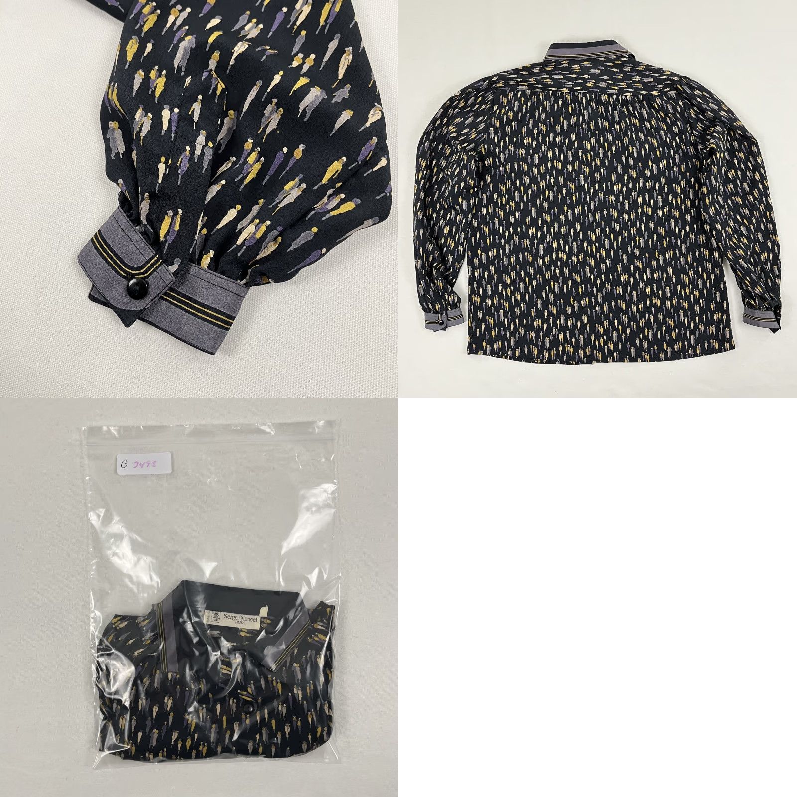 Vintage VTG Serge Nancel Blouse Womens Sz 42 Button-Up Geometric Pattern Black 42 Retro Classic Womens Size M / US 6-8 / IT 42-44 - 8 Thumbnail