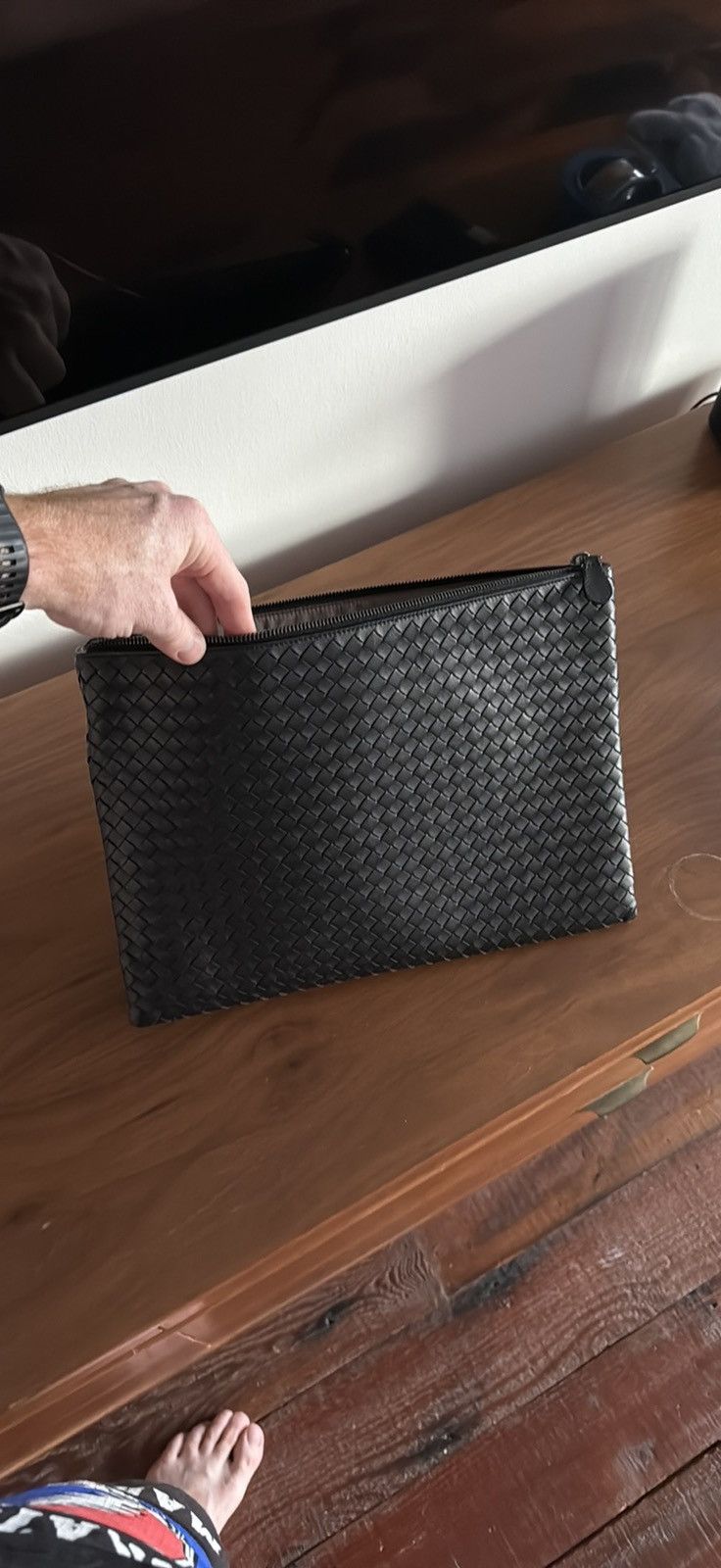 Bottega Veneta Bottega Veneta Black Leather Large Clutch Size ONE SIZE - 3 Thumbnail