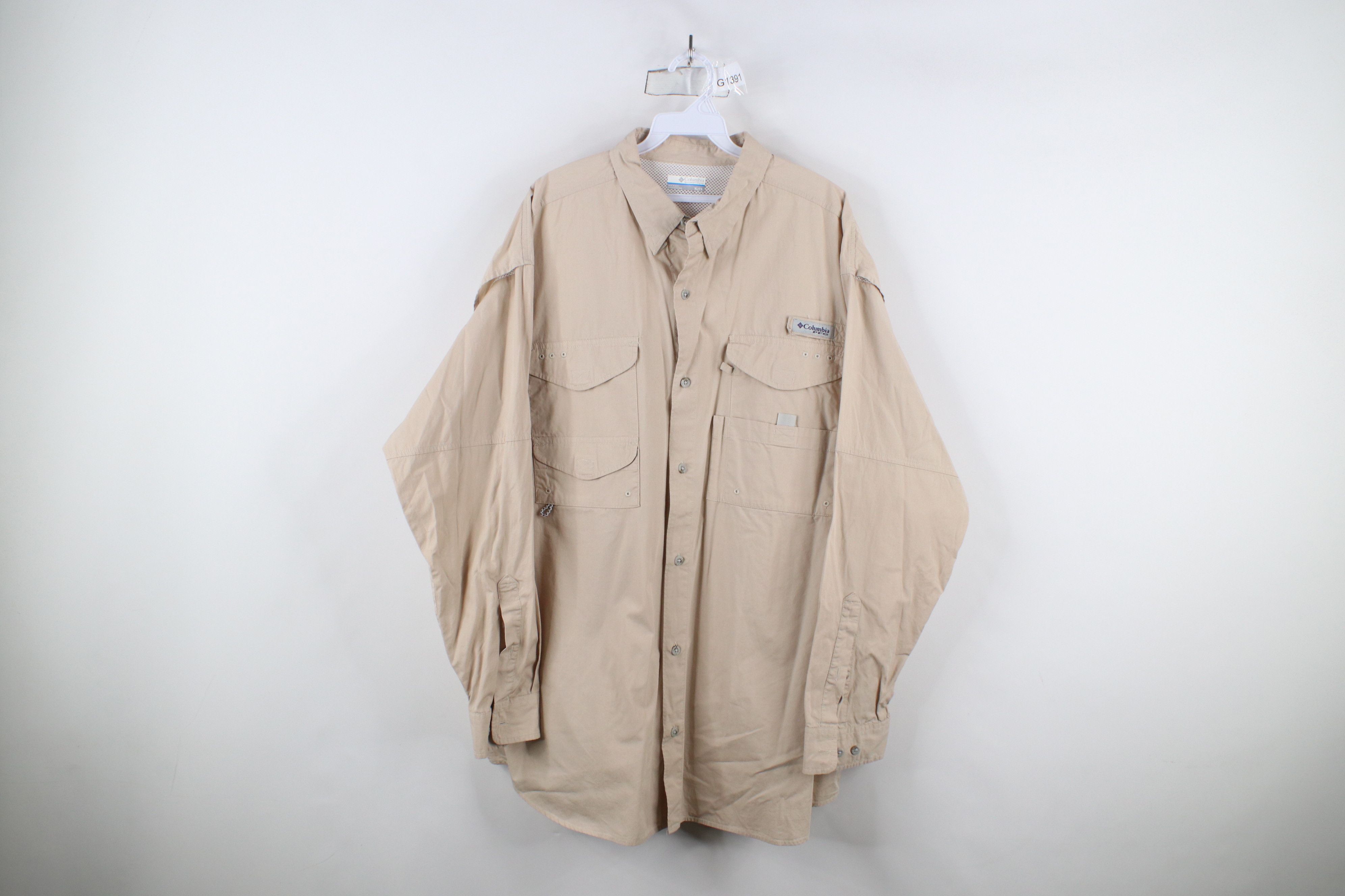 Columbia × Vintage Columbia PFG Performance Gear Button Shirt Beige Khaki Size US XL / EU 56 / 4 - 1 Thumbnail