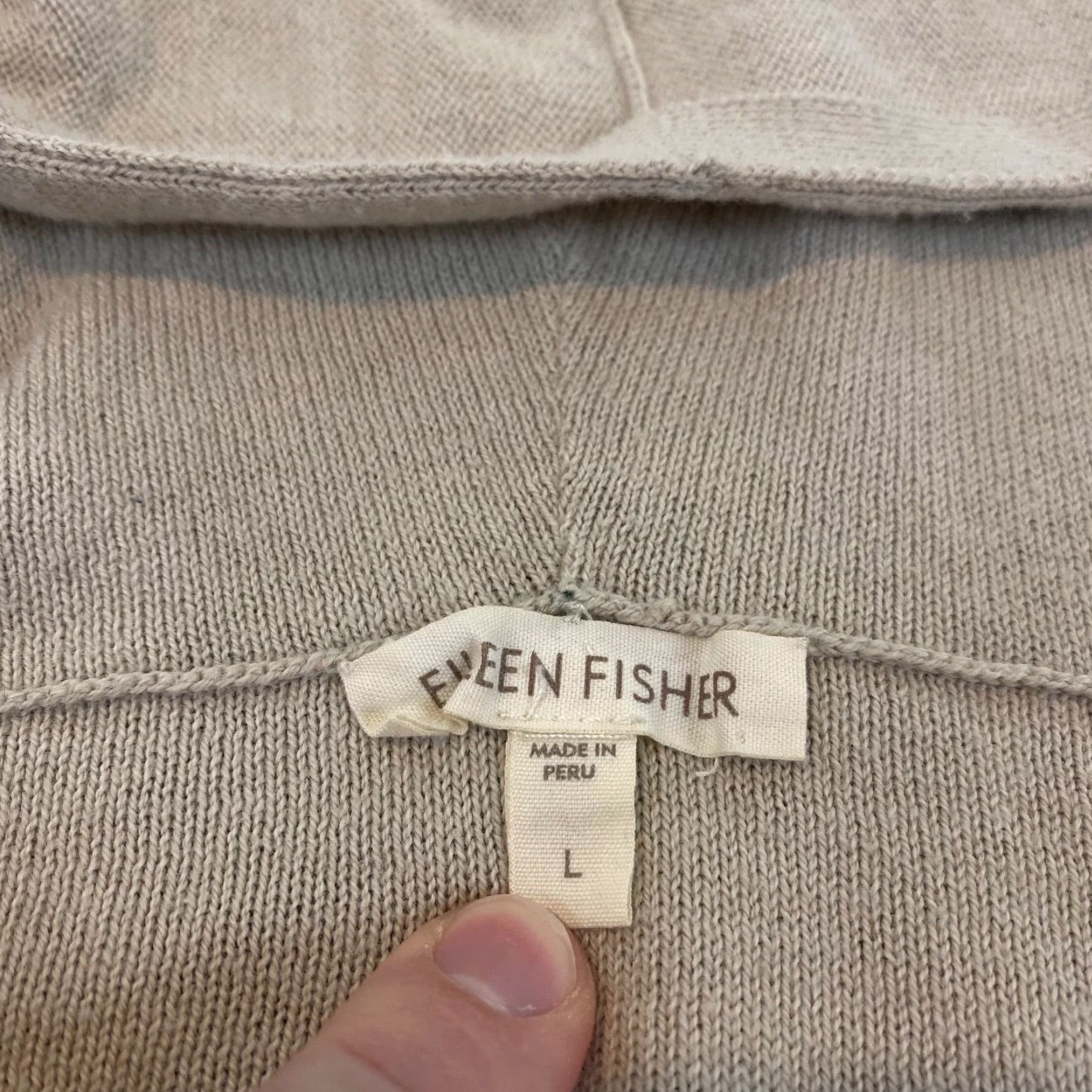 Eileen Fisher EILEEN FISHER Jacket Womens Large Light Brown Full Zip Hooded Sweater Organic Size L / US 10 / IT 46 - 2 Thumbnail