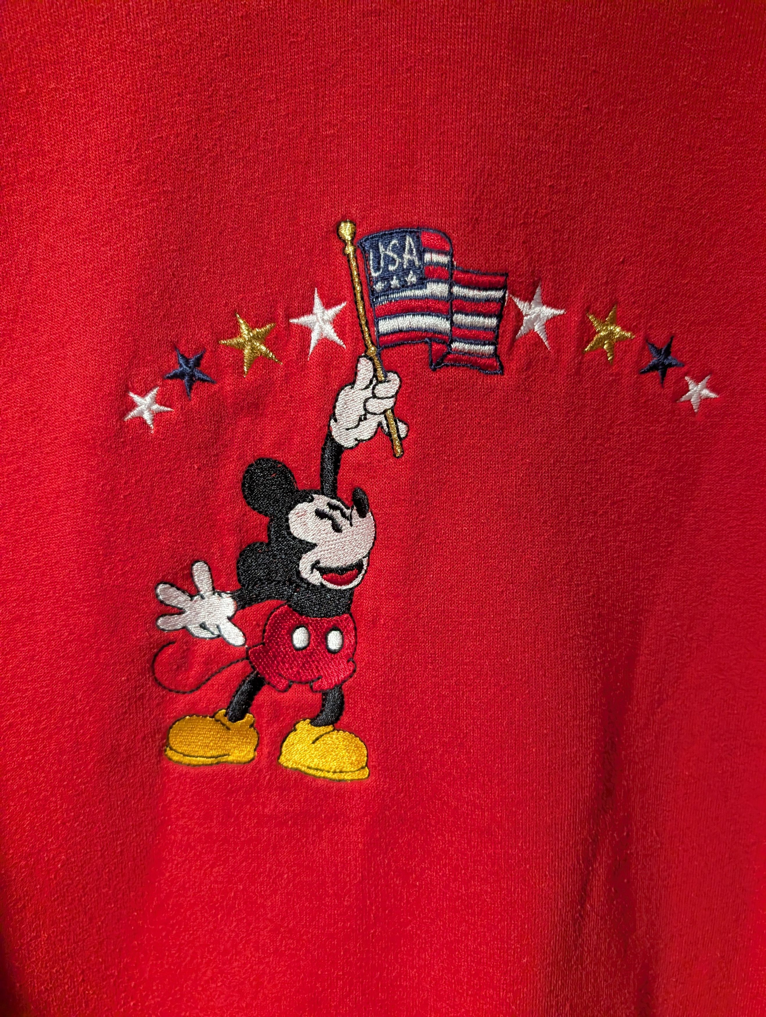 Mickey Mouse Vtg 90s Disney Mickey Mouse USA Flag Patriotic Sweatshirt Size US M / EU 48-50 / 2 - 2 Thumbnail