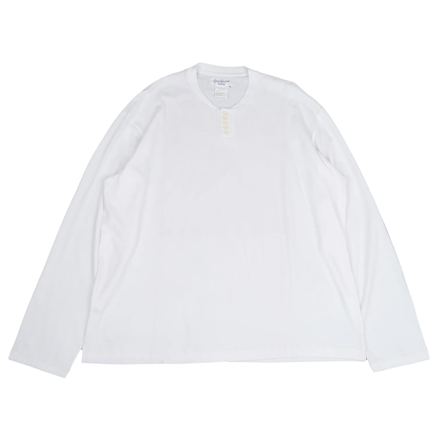 Yohji Yamamoto Yohji Yamamoto Henry Neck Cotton T-Shirt White M Size US M / EU 48-50 / 2 - 1 Thumbnail