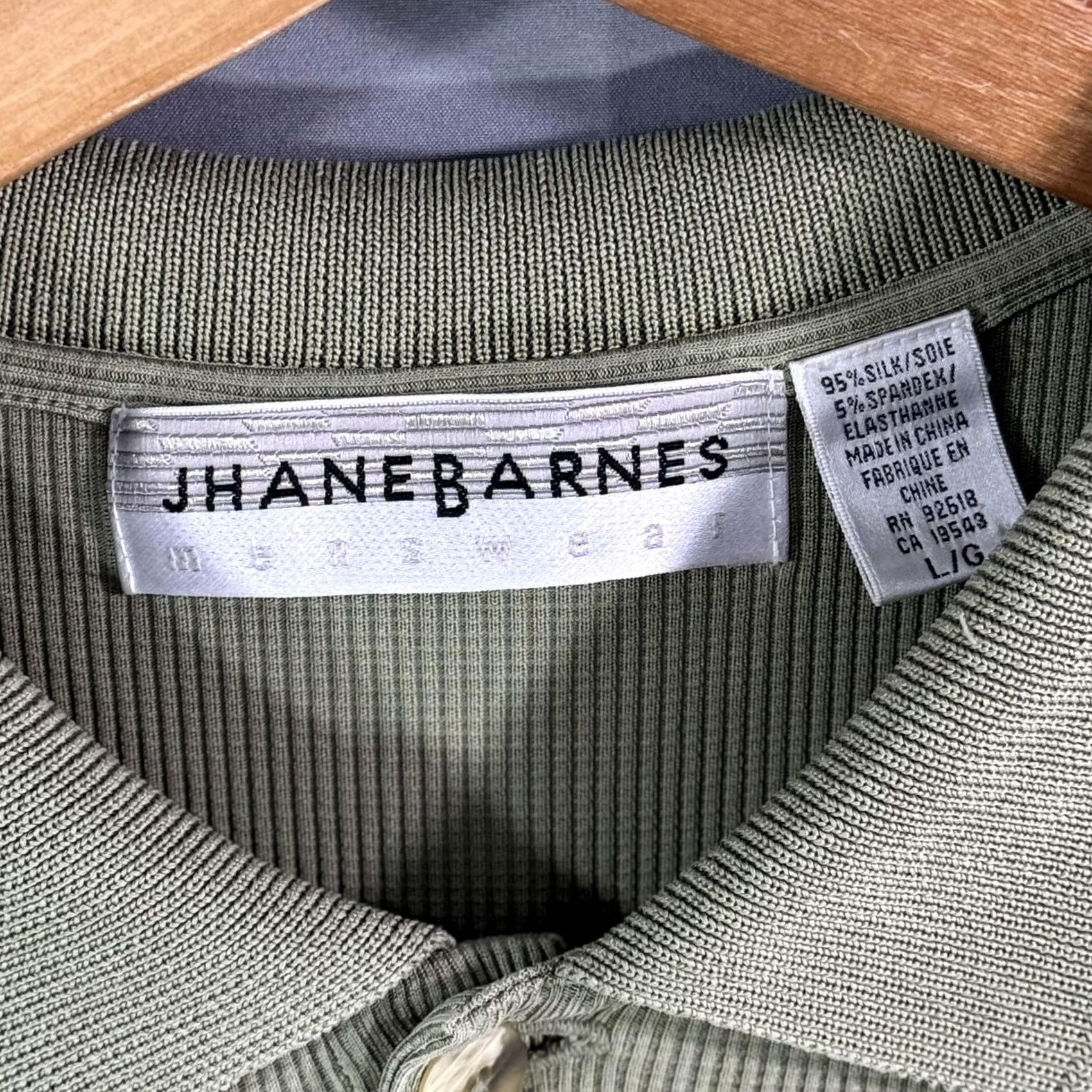 Vintage Jhane Barnes Polo Shirt Mens Large Green Silk Blend Textured Ribbed Golf Casual Size US L / EU 52-54 / 3 - 4 Thumbnail