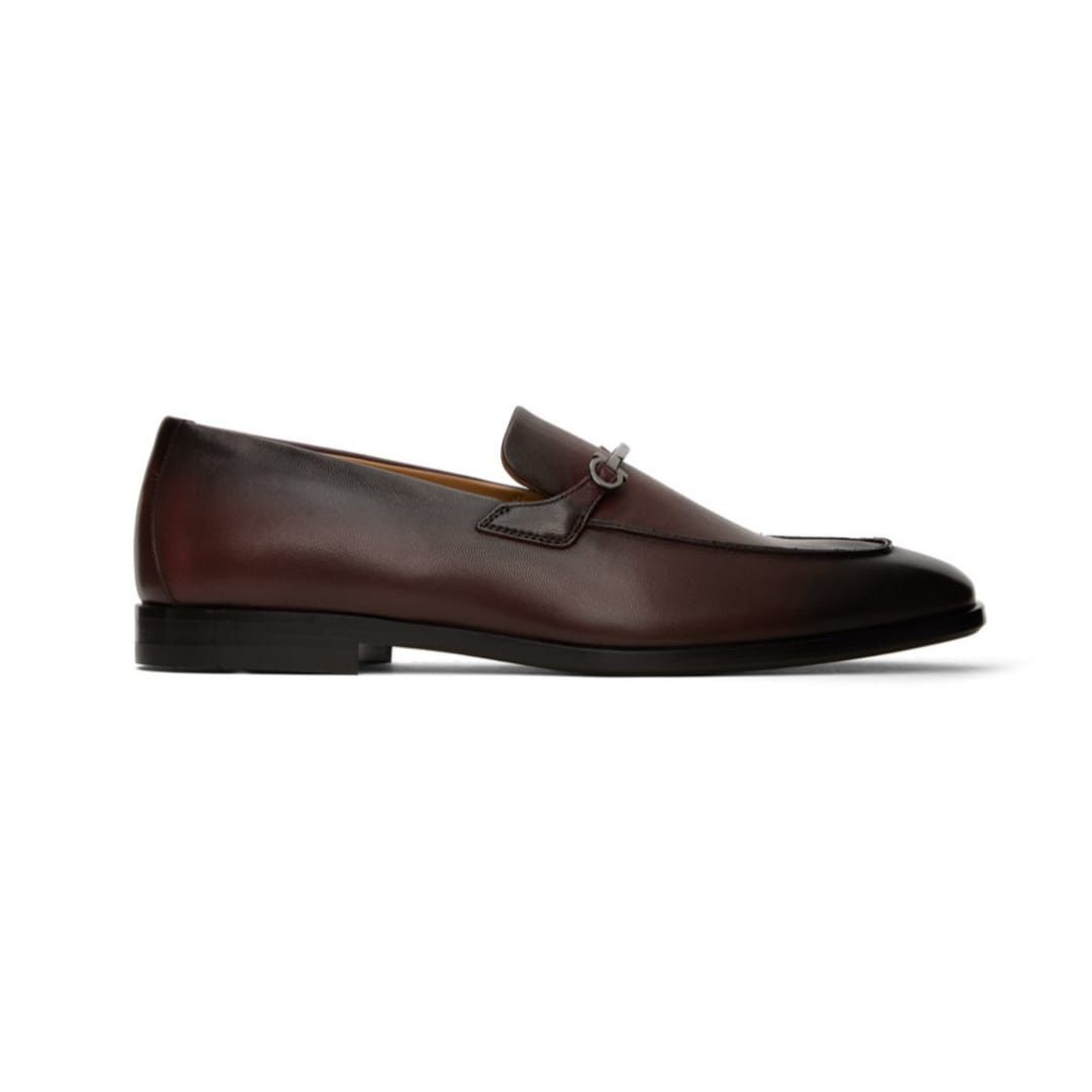 Salvatore Ferragamo o1s1rm0924 Fedro Leather Loafer in Burgundy Size US 12.5 / EU 45-46 - 1 Thumbnail
