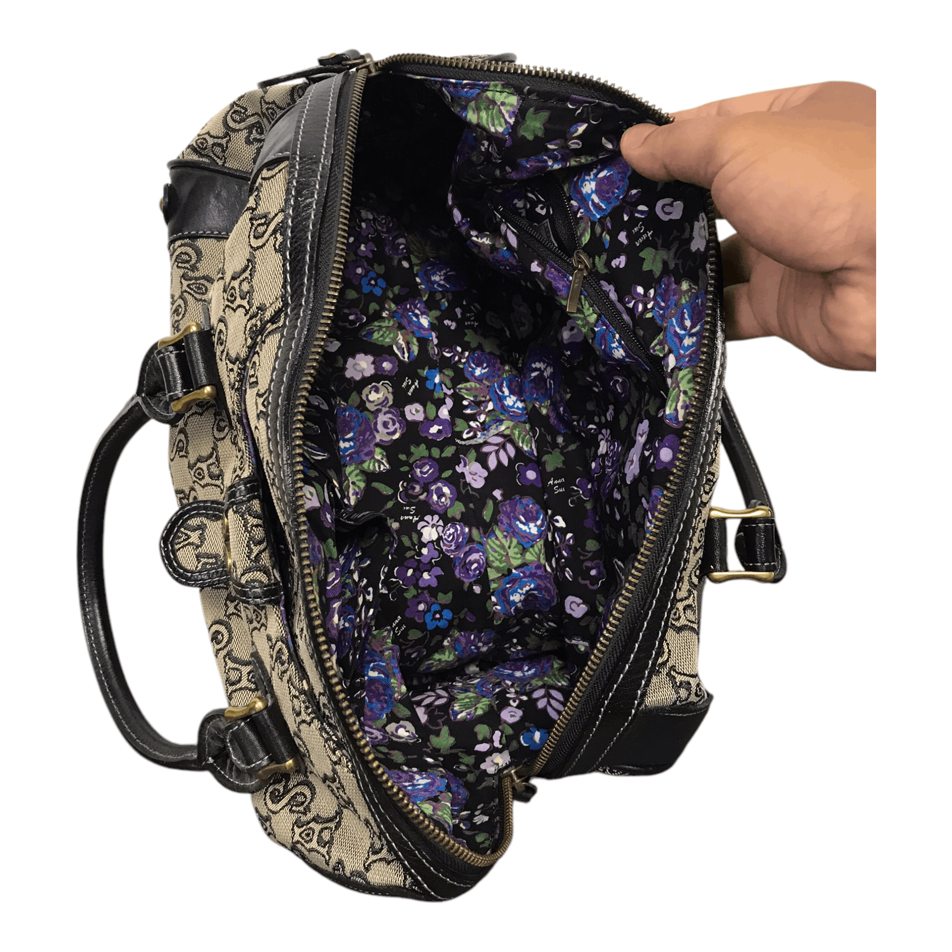 Designer × Japanese Brand × Vintage Anna Sui Monogram Butterfly Duffle Bag Size ONE SIZE - 6 Thumbnail