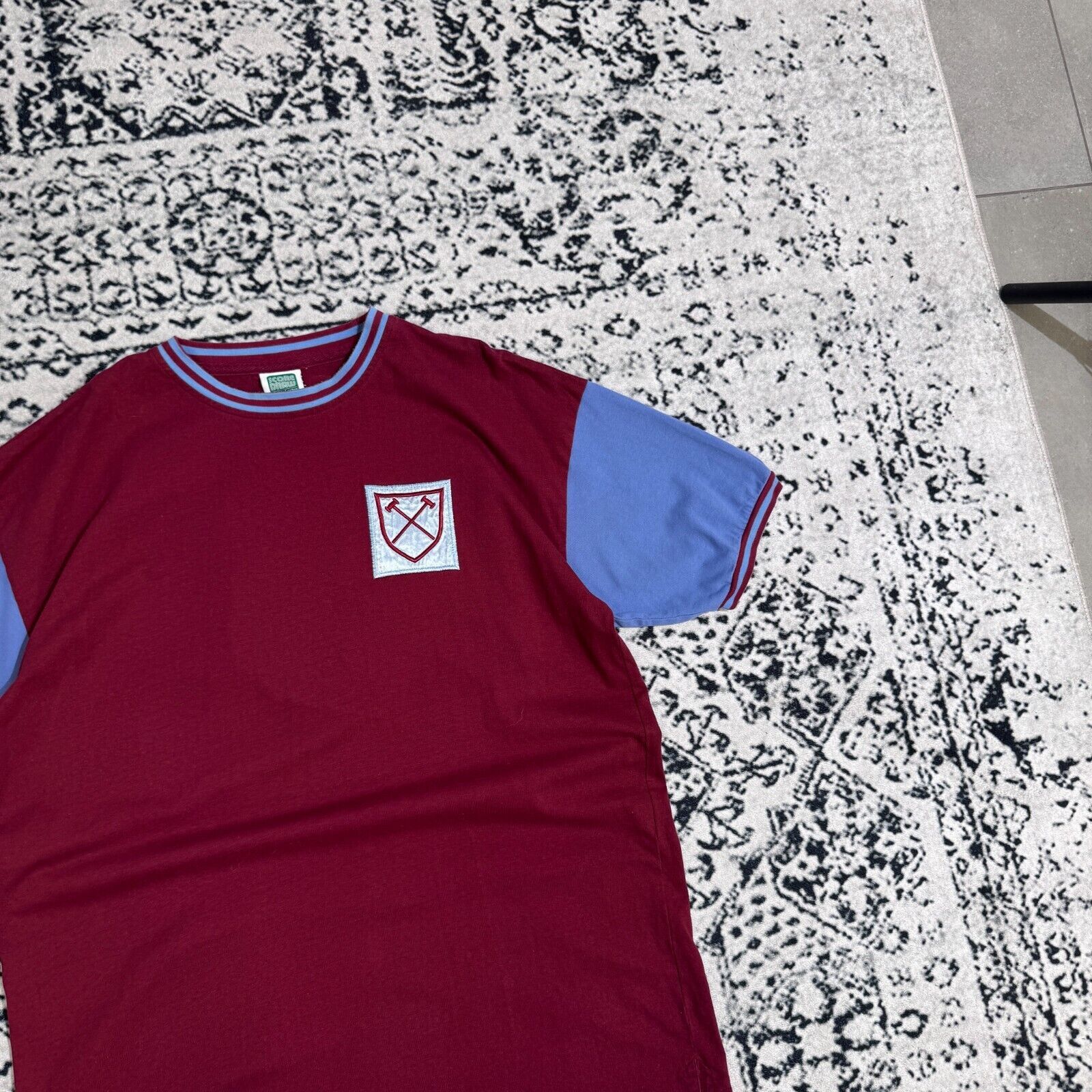 Vintage Burgundy Blue Polyester Jersey T-Shirt Size XL Westham Size US XL / EU 56 / 4 - 4 Thumbnail
