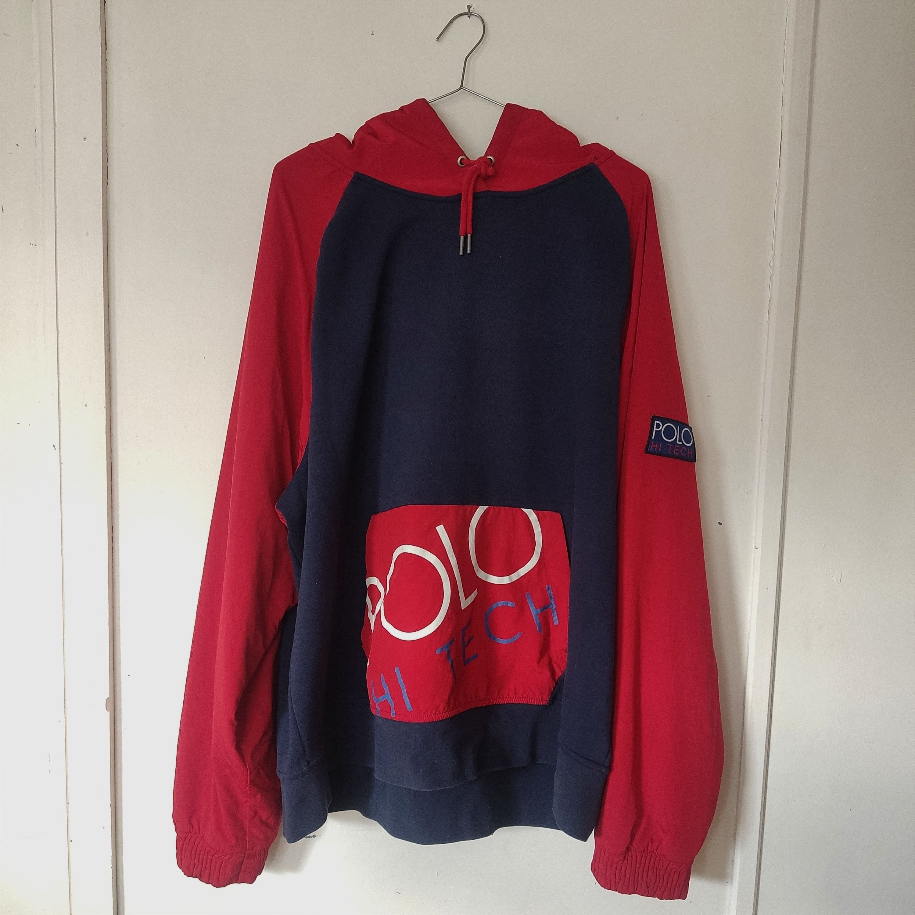 image of Polo Ralph Laurent Hi Tech Hoodie in Blue/Red, Men's (Size 2XL)