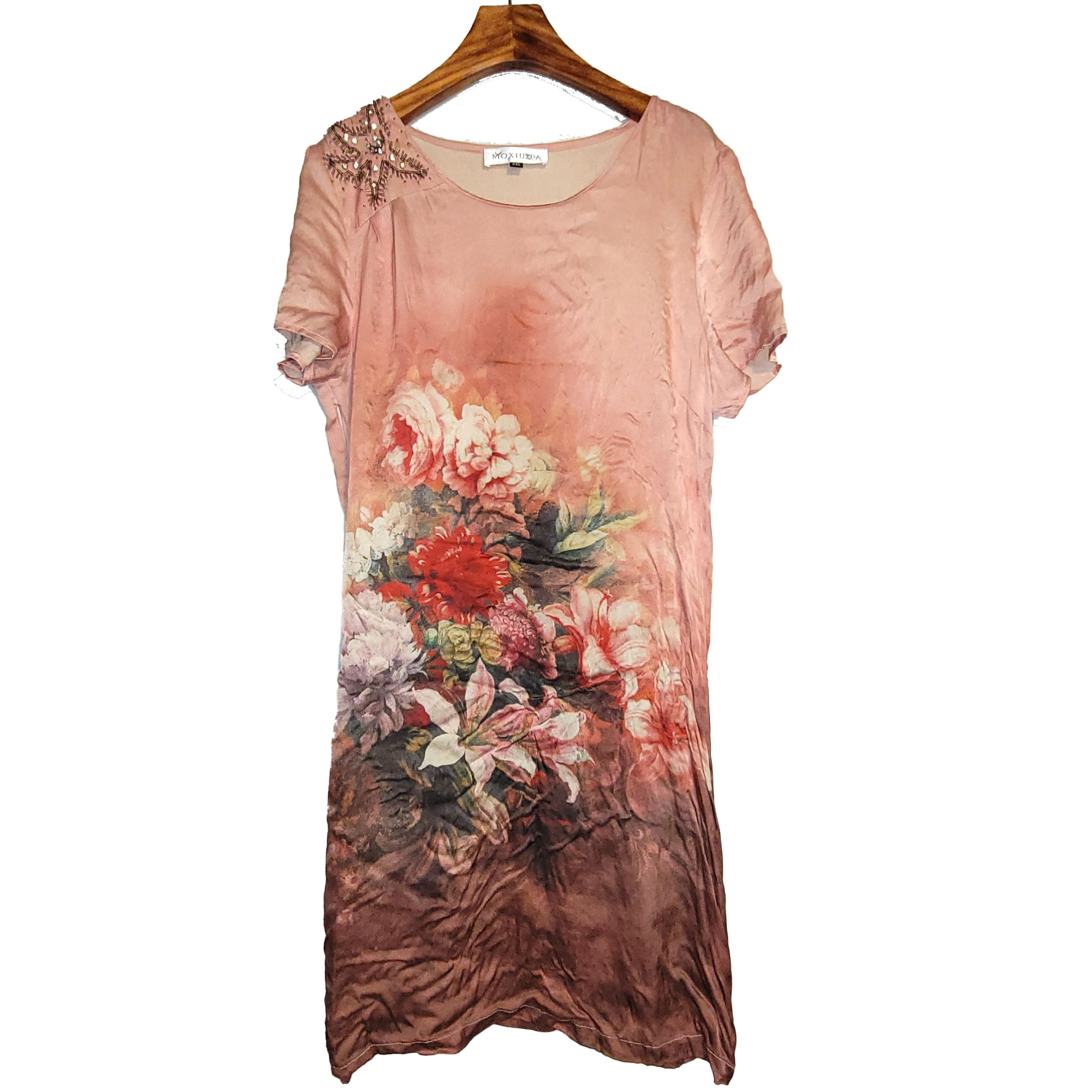 Other Women's Size L Silk Short Sleeve Dress SAH914 Size L / US 10 / IT 46 - 1 Thumbnail