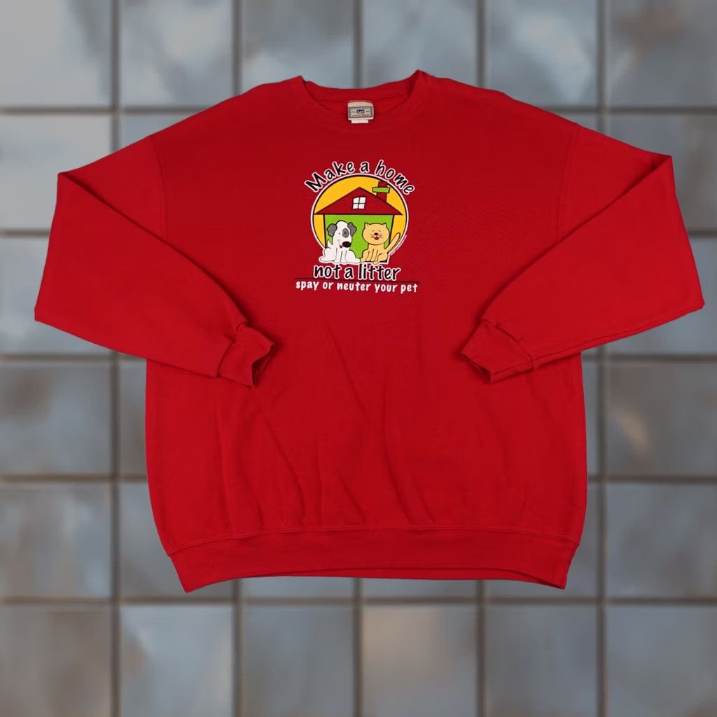 Lee VINTAGE Lee Humane Society Sweatshirt Mens XL Red Make A Home Dog Cat Crewneck Size US XL / EU 56 / 4 - 1 Thumbnail