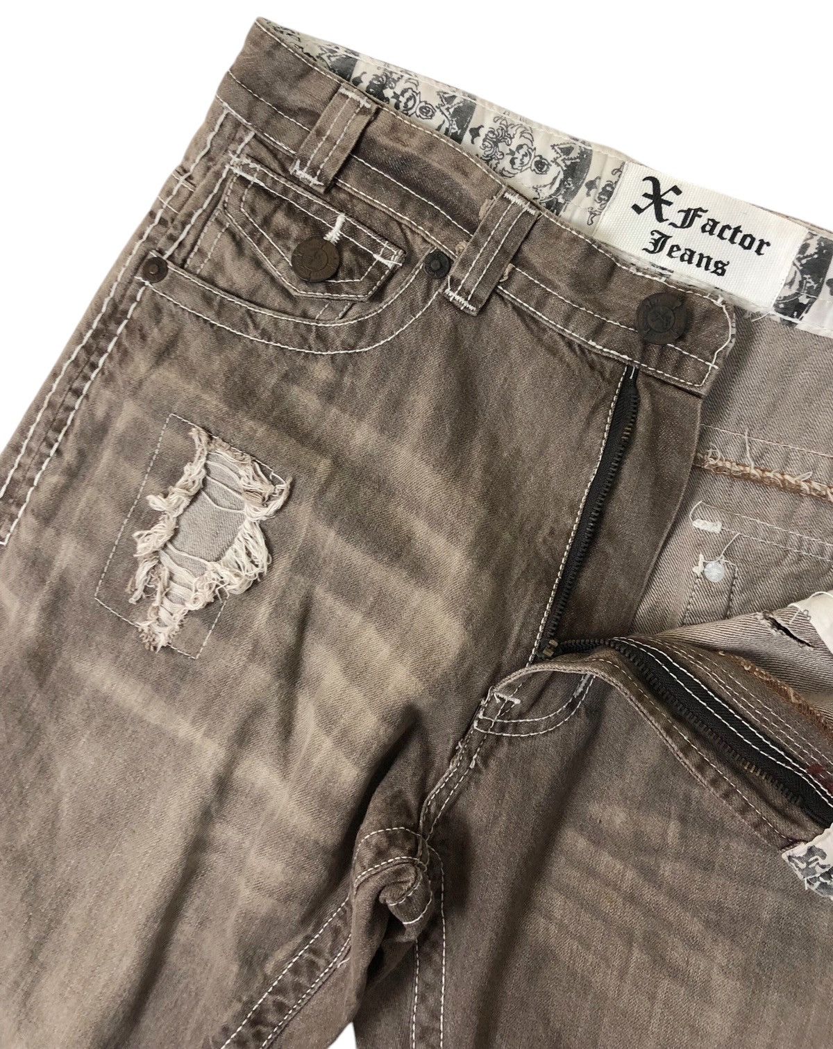 Japanese Brand Japan Brand XFactor Distress Denim Jeans Size US 34 / EU 50 - 9 Thumbnail