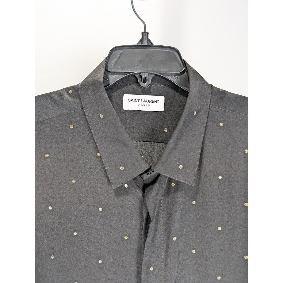 Saint Laurent Paris o1rshd1 Collar Classic Shirt in Black/Gold Size US XL / EU 56 / 4 - 3 Thumbnail