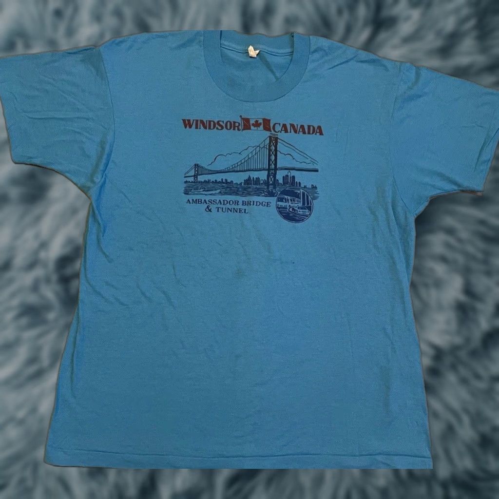 Vintage VINTAGE Windsor Canada Bridge Faded Shirt M Blue Beach Surf Art College Grunge 90s T-Shirt Mens Size US M / EU 48-50 / 2 - 1 Thumbnail
