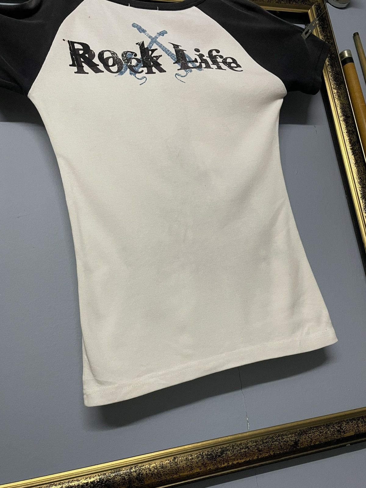 Designer × Japanese Brand × Vintage Vintage 1990s Japan Sky Bomber Rock Life Skull Baby Tee Size US XXS / EU 40 - 7 Thumbnail