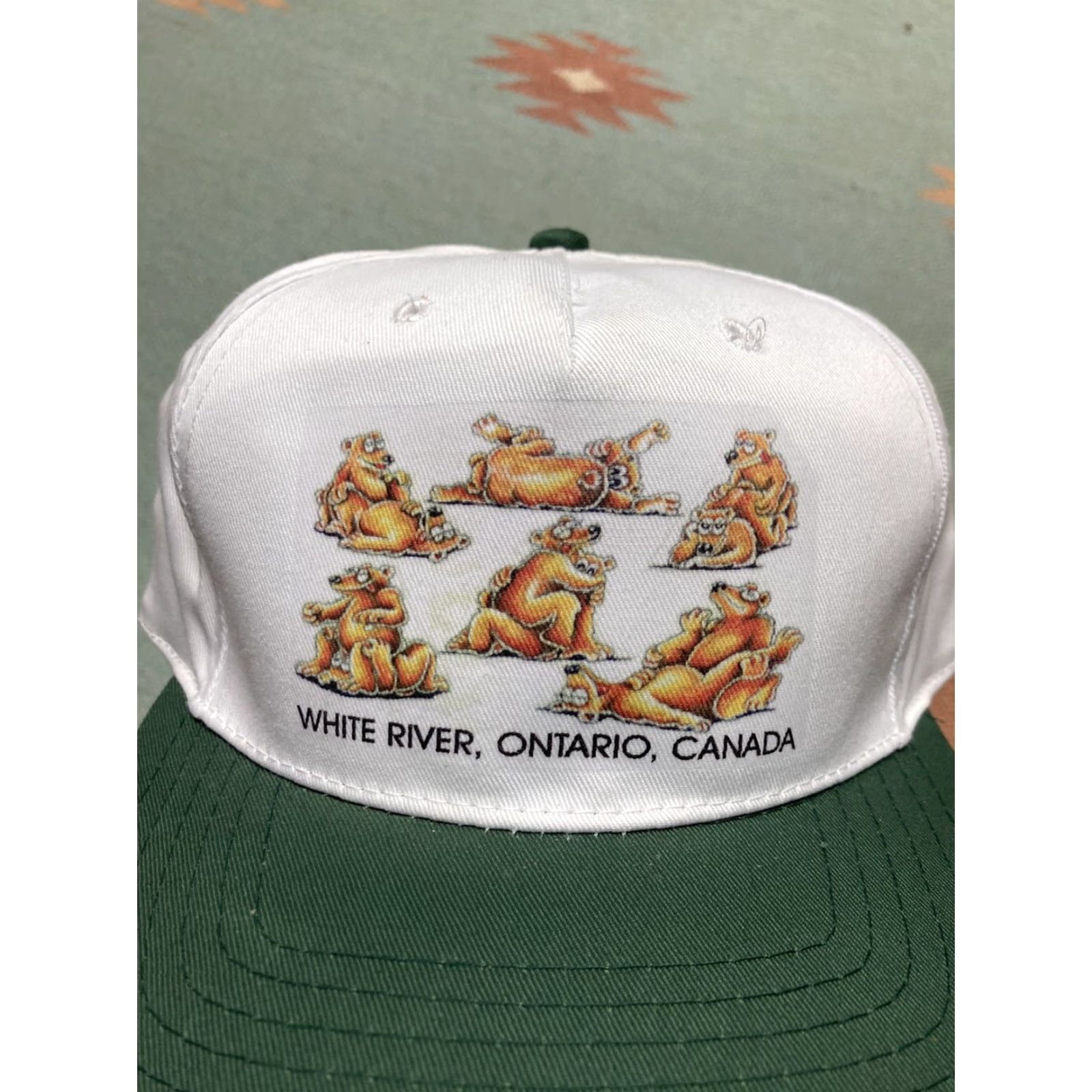Vintage VINTAGE Animal White Snapback Hats Bear River Ontario Canada Adjustable Cap Men White Animal Bears Snapback Cap Men Size ONE SIZE - 3 Thumbnail