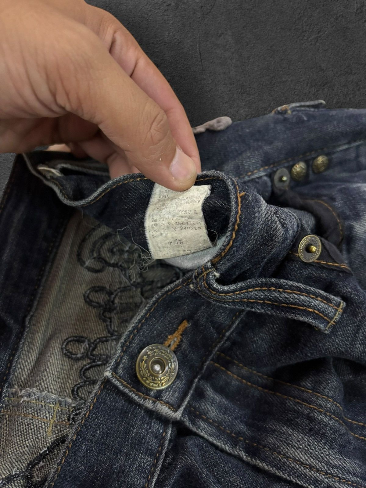 If Six Was Nine Grunge Japan Oririn Diamond Studded Embroidery Distress Jean Size US 32 / EU 48 - 8 Thumbnail