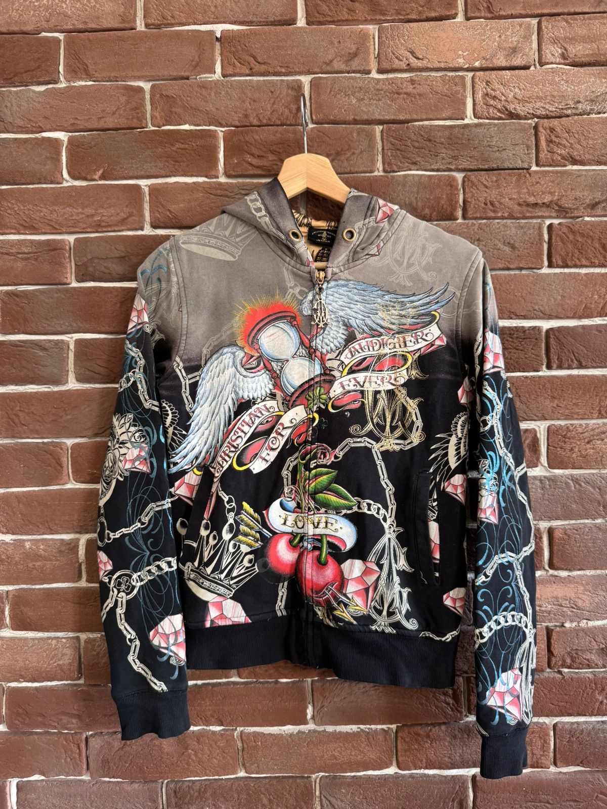 Christian Audigier Rare Vintage Y2K Christian Audigier Diamond Hoodie Streetwea Size US XS / EU 42 / 0 - 1 Thumbnail