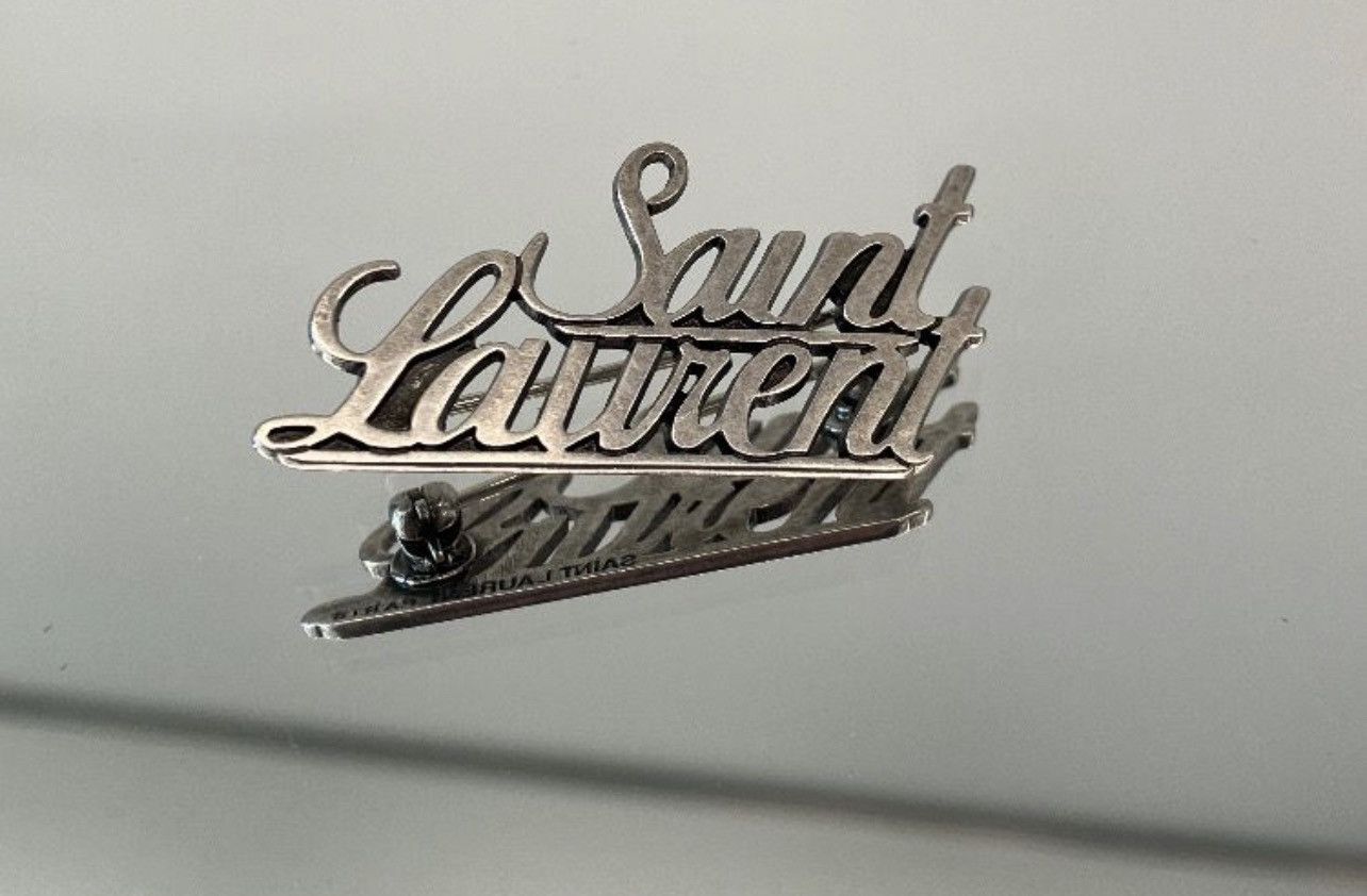 Saint Laurent Paris Signature Brass Logo Pin Brooch Size ONE SIZE - 1 Thumbnail