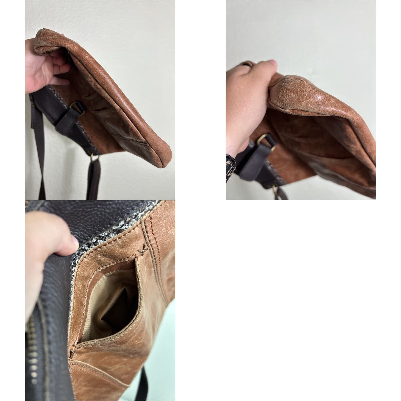 The Sak The Sak Light Brown Leather Purse Crossbody Boho 11x11x3" Ladies Browns Crossbody Bag Boho Leather Purse Women Size ONE SIZE - 10 Thumbnail