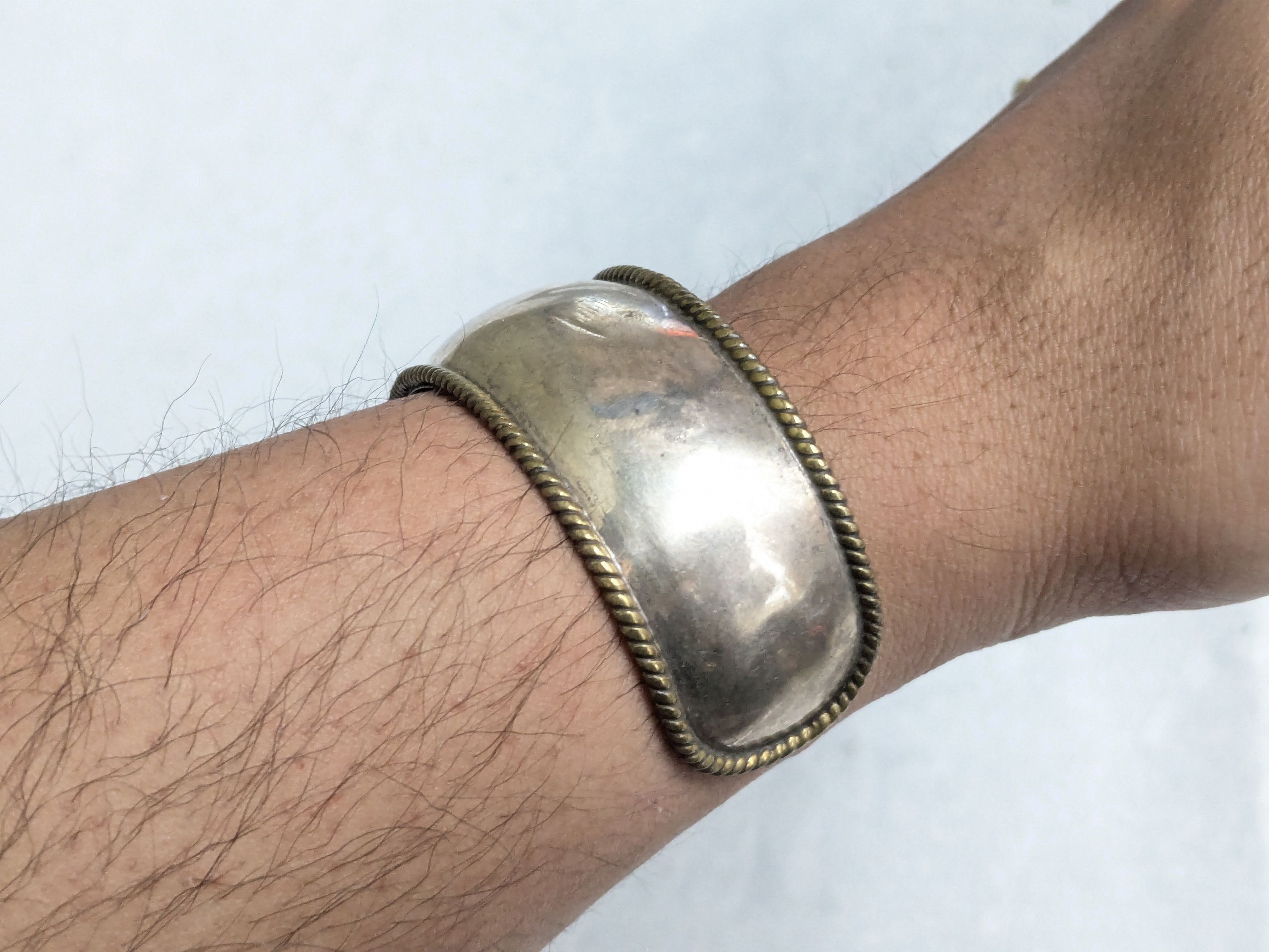 Jewelry Vintage Sterling Silver Cuff Bracelet 5.75" Mexico Two Tone Size ONE SIZE - 10 Thumbnail