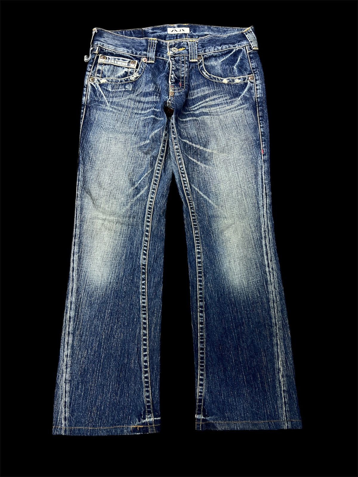 Japanese Brand × Jean FLARED‼️VAUX LOW RISE DISTRESSED DENIM PANT Size US 30 / EU 46 - 1 Thumbnail