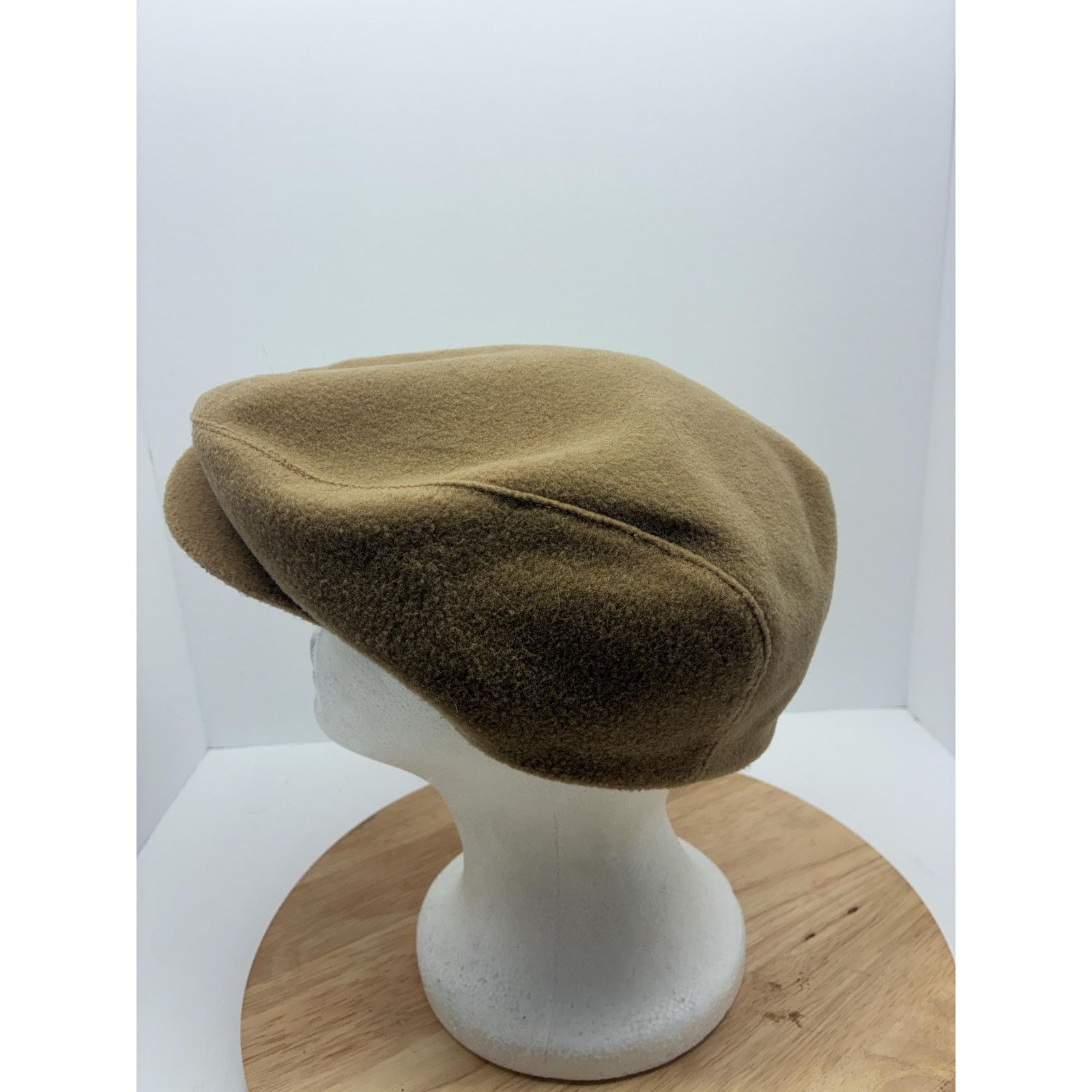 Other Vintage Wool Newsboy Cap Made in USA, Camel Brown 7 1/2 Size ONE SIZE - 6 Thumbnail