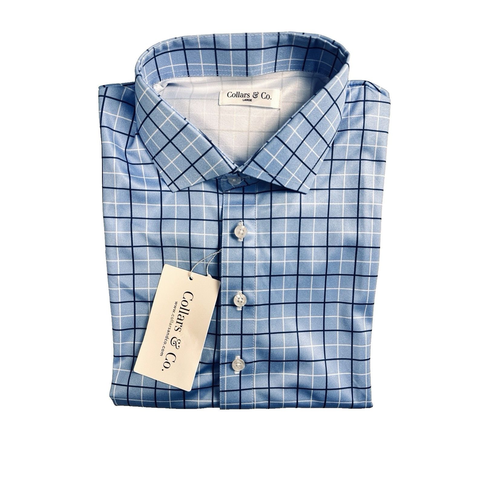 Other Collars & Co. Semi-Spread Collar Polo Shirt Blue Sz L Golf Size US L / EU 52-54 / 3 - 9 Thumbnail