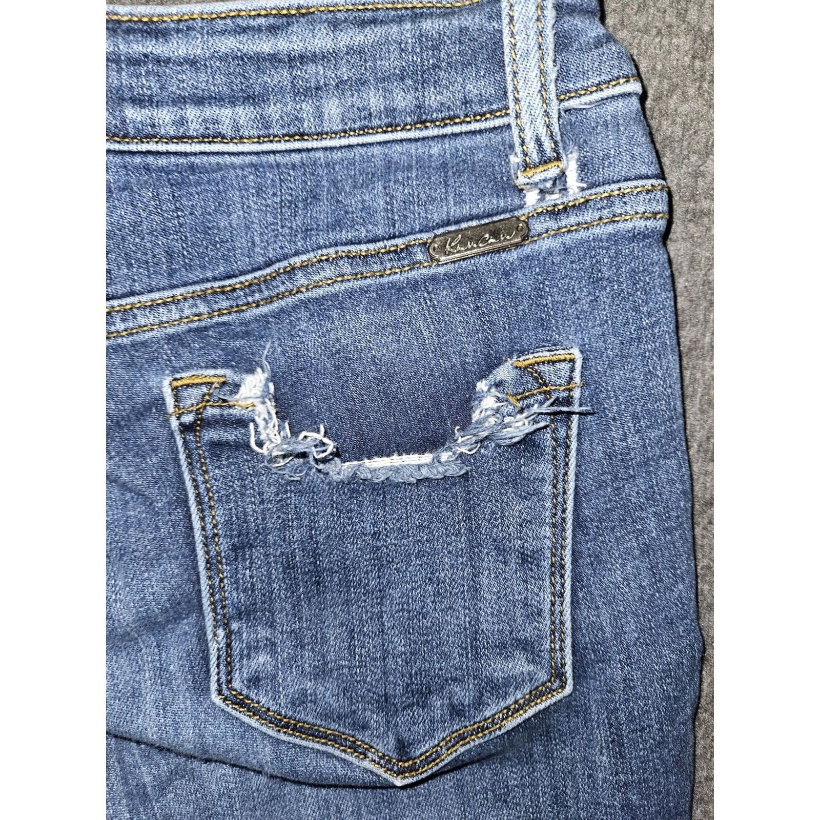 Vintage KanCan Jeans Womens Medium Wash Mid Rise Skinny Distressed Frayed Pockets 5-Pocket Denim Cotton Spandex Jeans Size 26" / US 2 / IT 38 - 8 Thumbnail