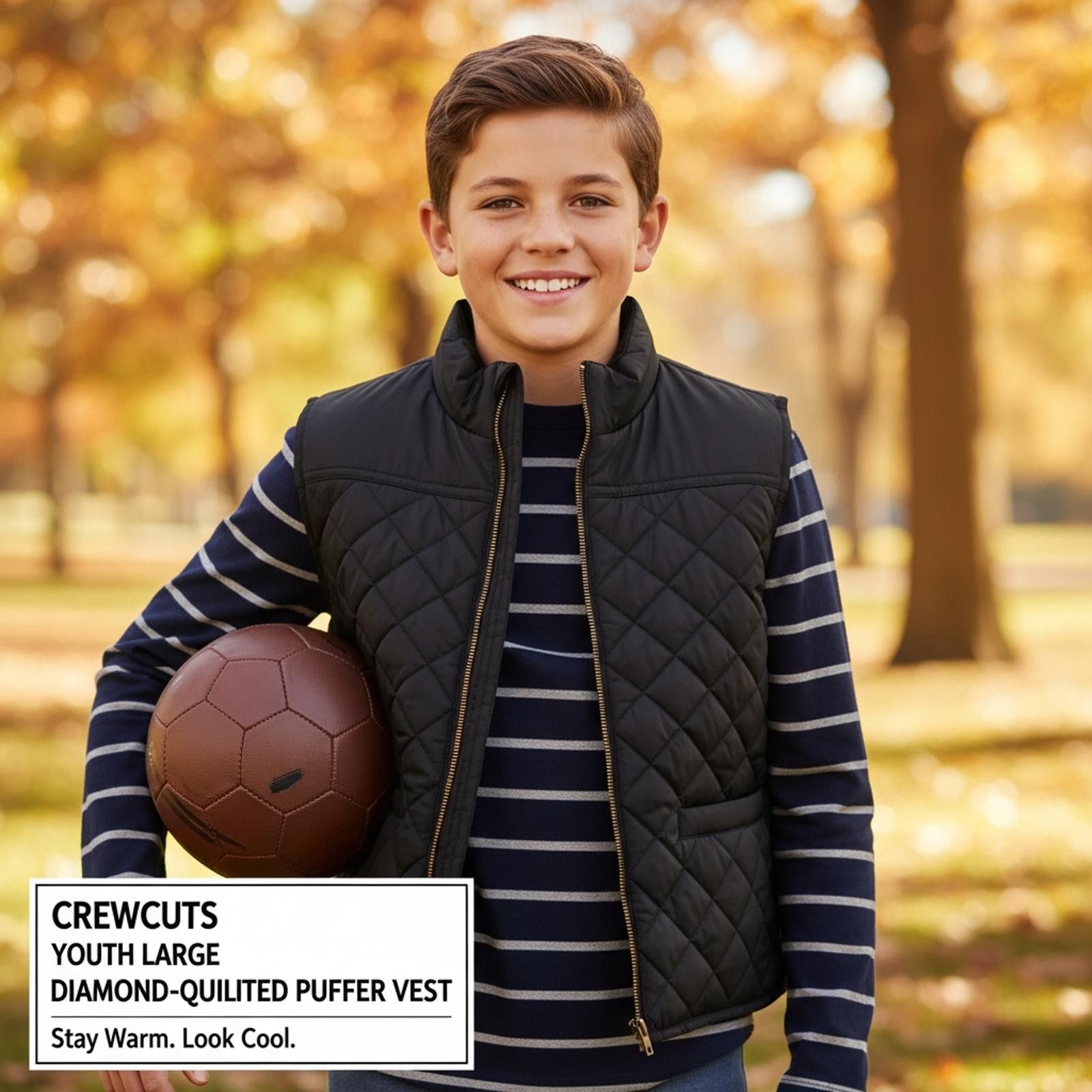 Other Crewcuts Youth Large Diamond-Quilted Puffer Vest Size US L / EU 52-54 / 3 - 1 Thumbnail