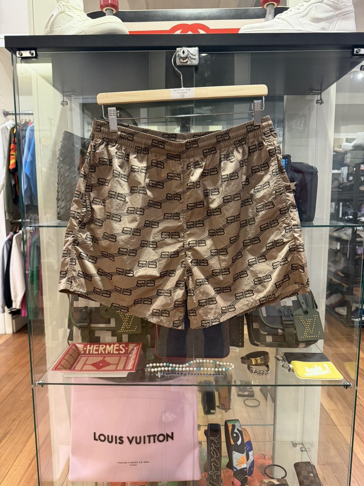 Balenciaga BB Monogram Swim Trunks - Beige