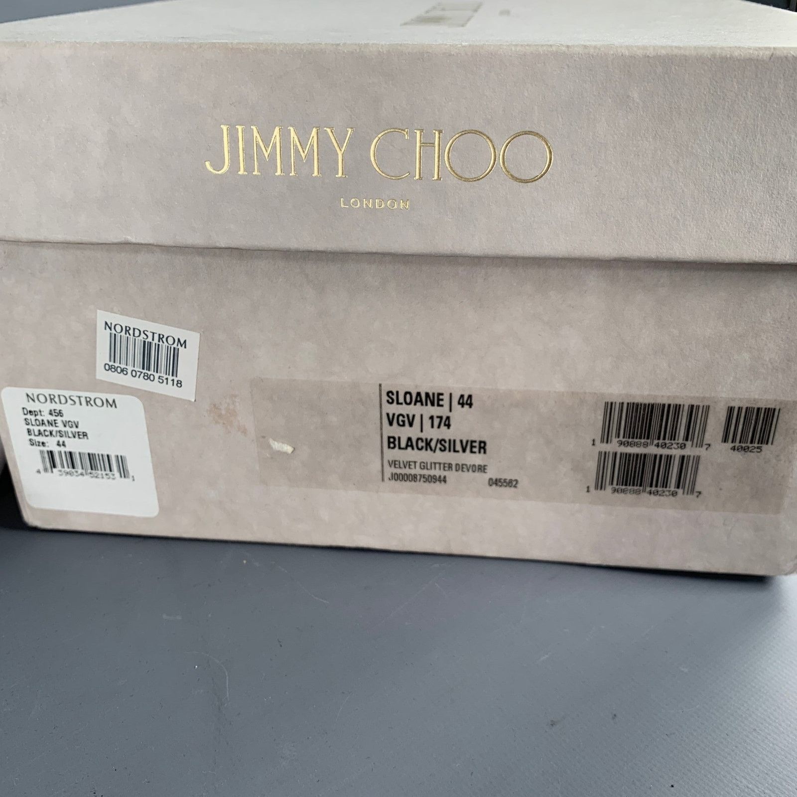 Jimmy Choo 11 Velvet Glitter Devore Sloan Black Silver Slip On Loafers Size US 11 / EU 44 - 10 Thumbnail
