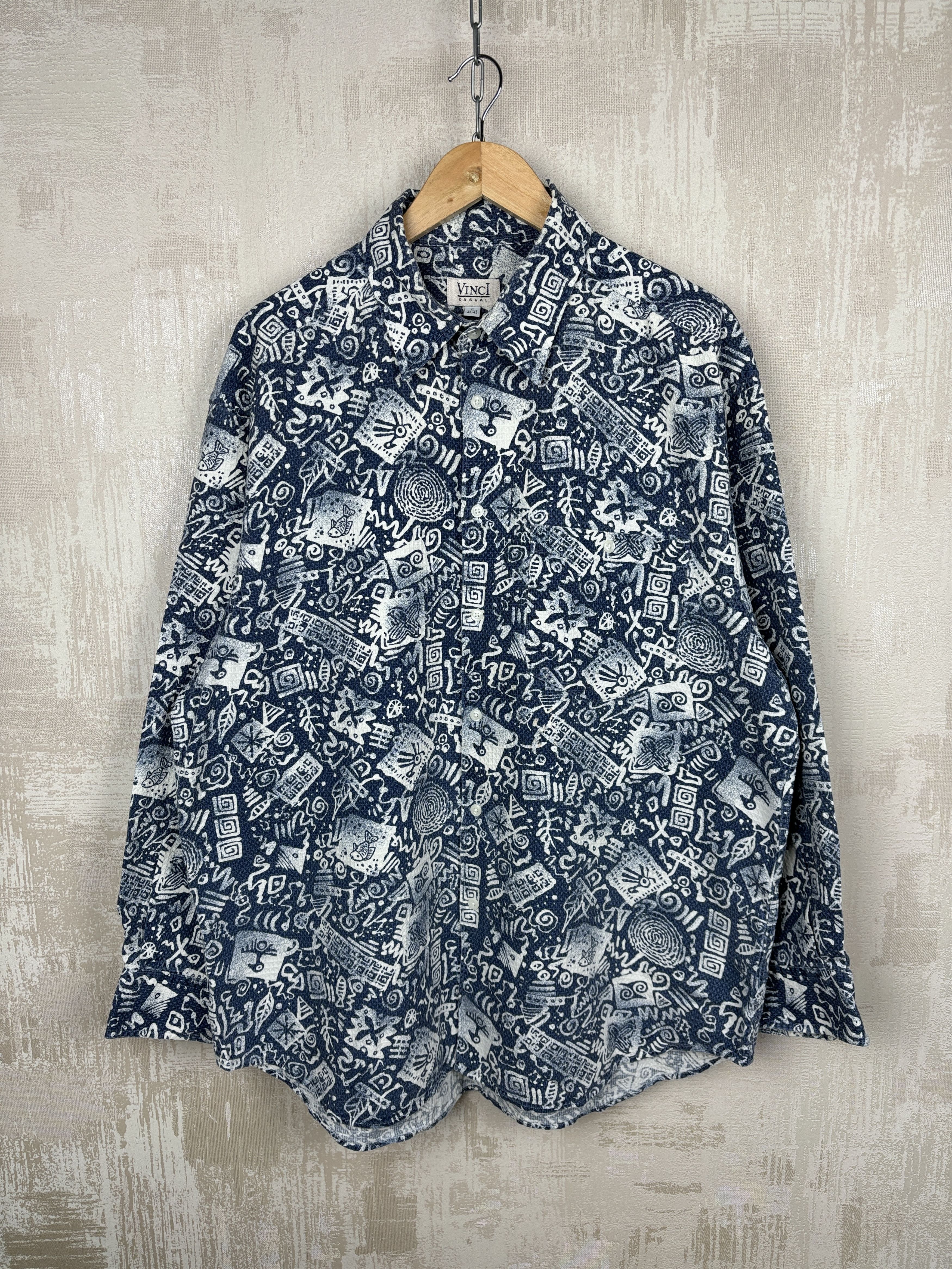 Vintage 90's Vinci Casual Abstract Navajo Style Long Sleeve Shirt Size US XL / EU 56 / 4 - 3 Thumbnail