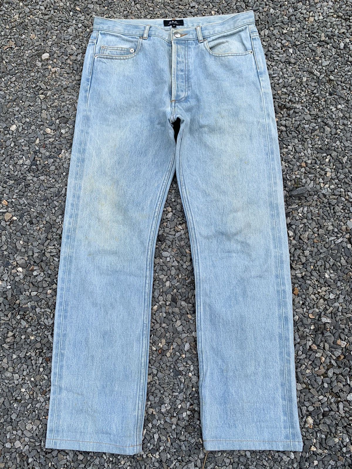 A.P.C. APC SELVEDGE BUTTON FLY LIGHT BLUE JAPANESE DISTRESSED DENIM Size US 30 / EU 46 - 1 Thumbnail